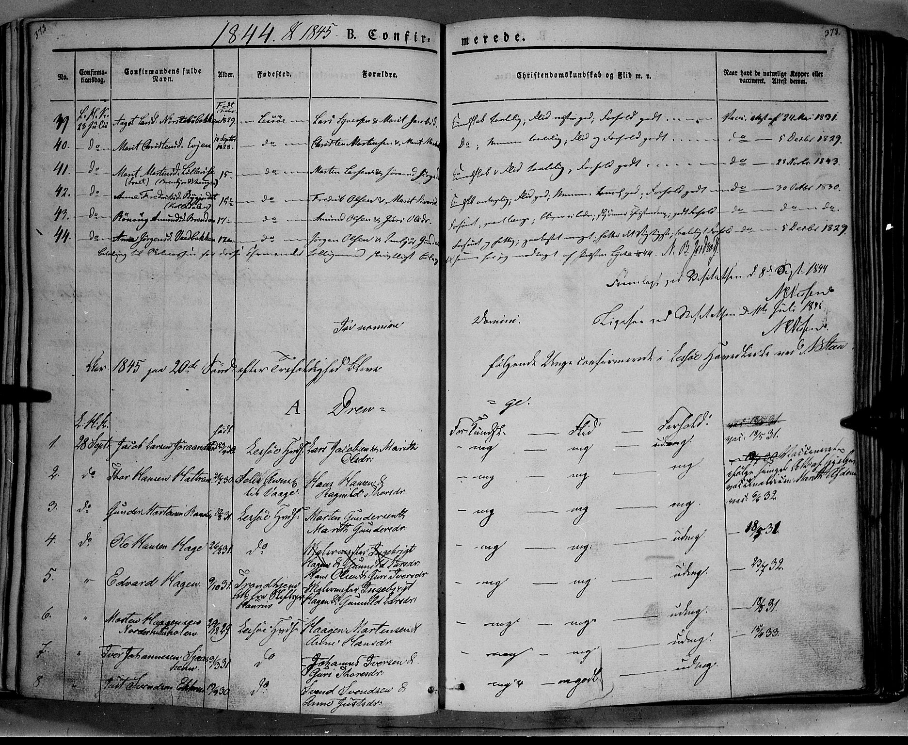 Lesja prestekontor, SAH/PREST-068/H/Ha/Haa/L0006: Parish register (official) no. 6A, 1843-1854, p. 372-373