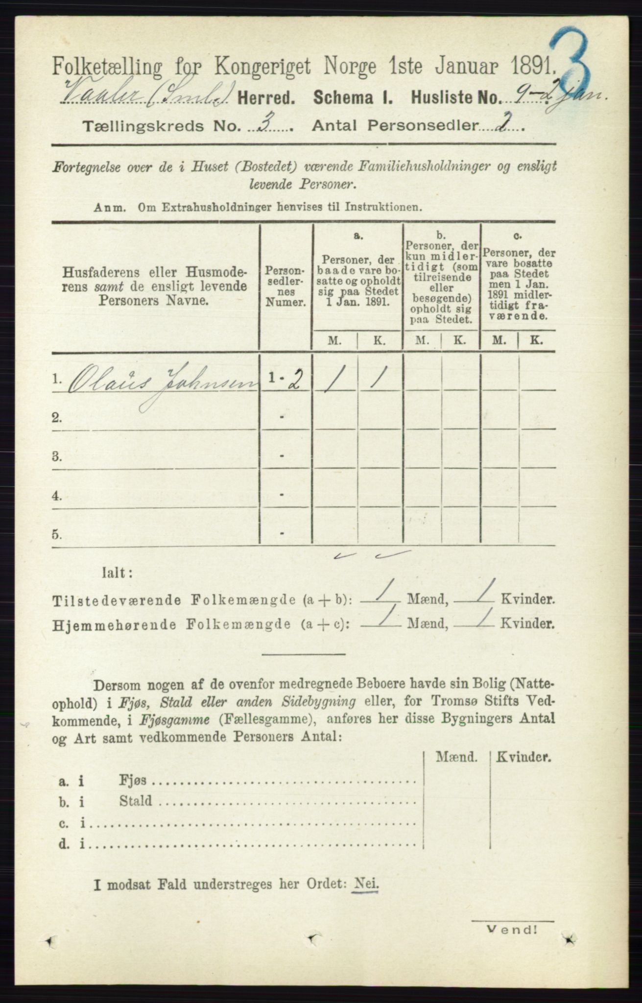 RA, 1891 census for 0137 Våler, 1891, p. 1048