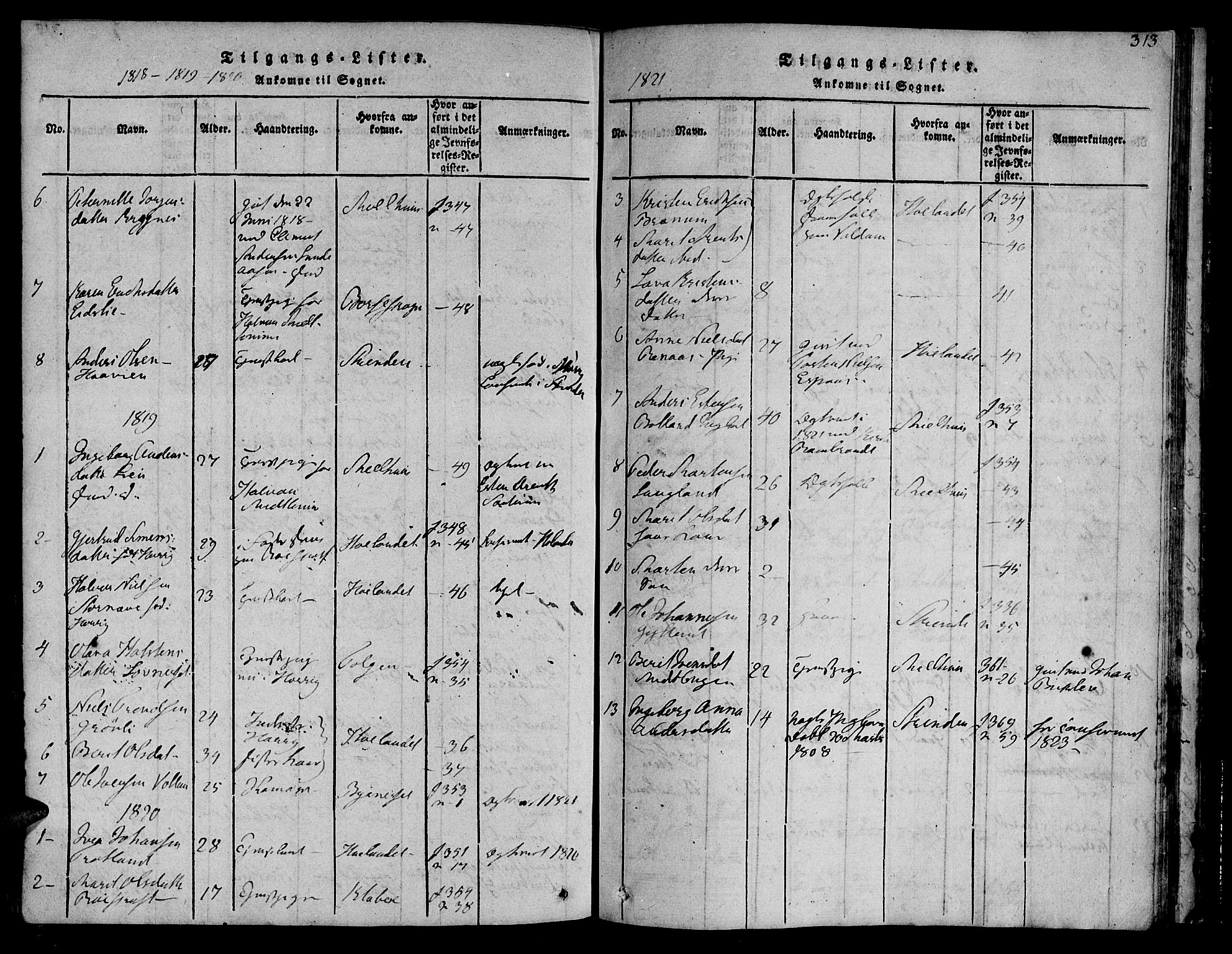 Ministerialprotokoller, klokkerbøker og fødselsregistre - Sør-Trøndelag, SAT/A-1456/692/L1102: Parish register (official) no. 692A02, 1816-1842, p. 313