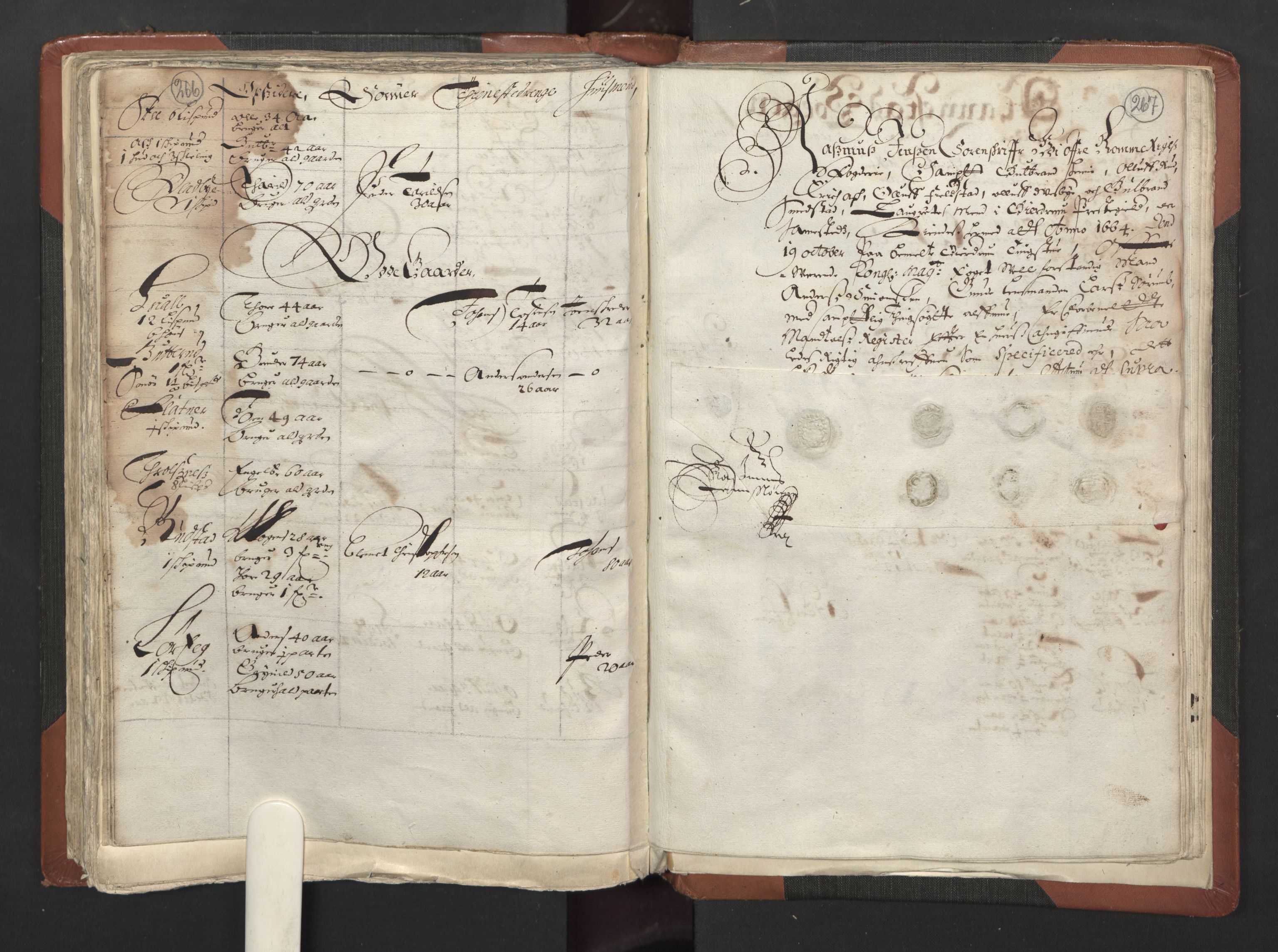 RA, Bailiff's Census 1664-1666, no. 2: Aker fogderi, Follo fogderi, Nedre Romerike fogderi and Øvre Romerike fogderi, 1664, p. 266-267