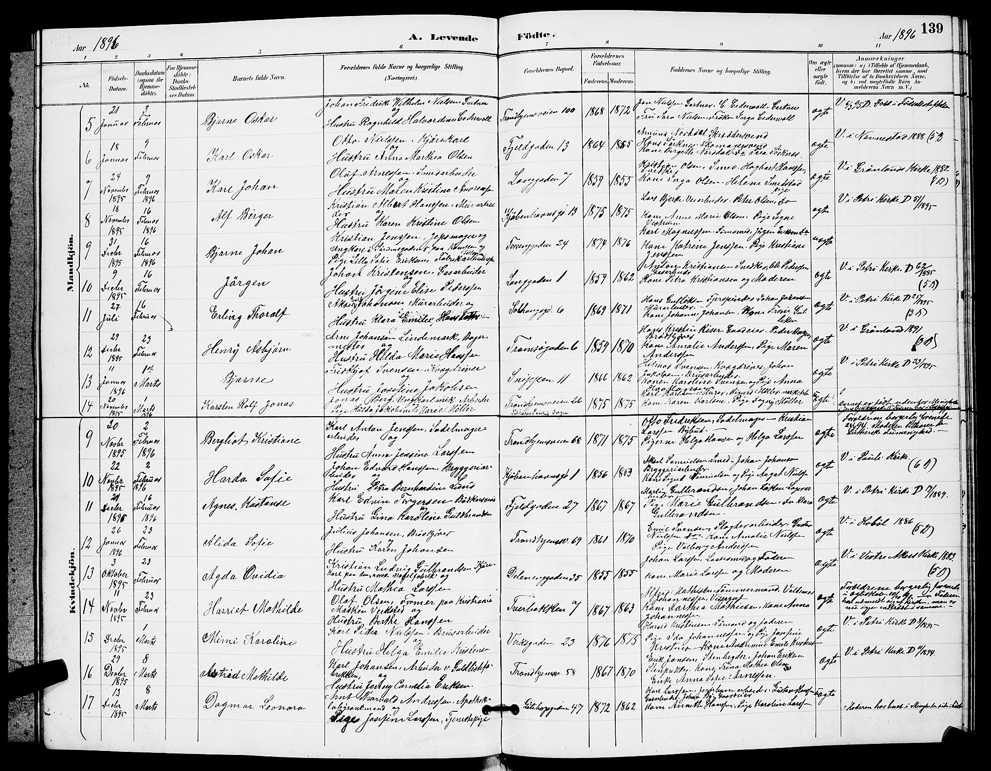 Petrus prestekontor Kirkebøker, AV/SAO-A-10872/G/Ga/L0002: Parish register (copy) no. 2, 1888-1899, p. 139