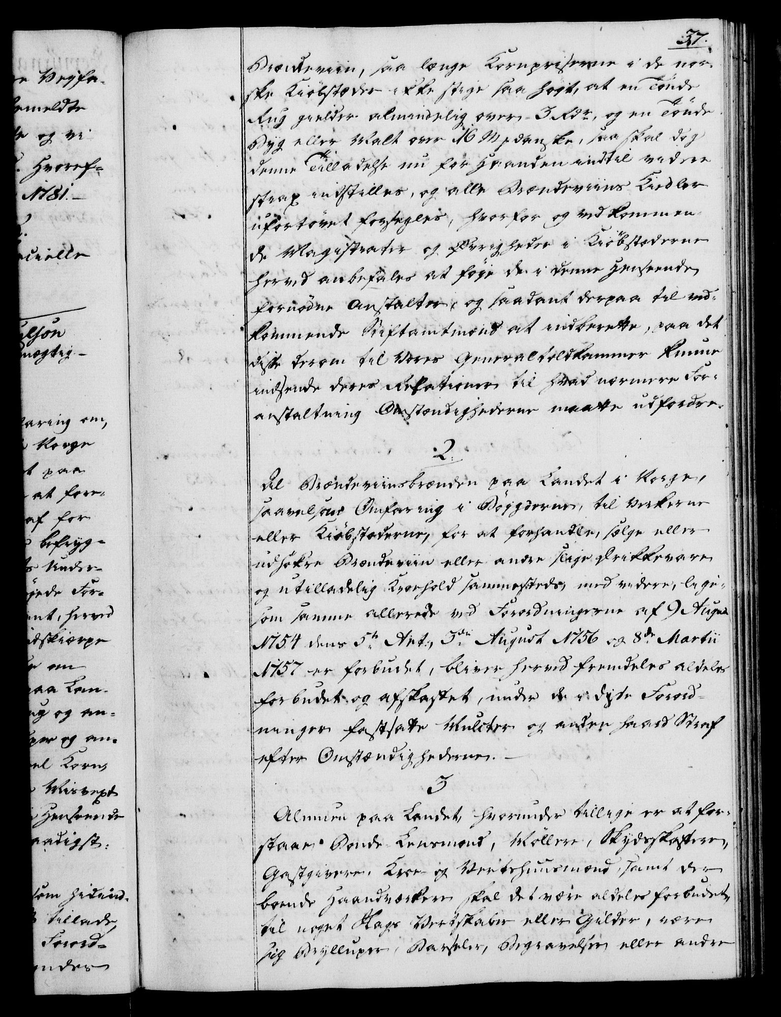 Rentekammeret, Kammerkanselliet, RA/EA-3111/G/Gg/Gga/L0012: Norsk ekspedisjonsprotokoll med register (merket RK 53.12), 1781-1783, p. 37