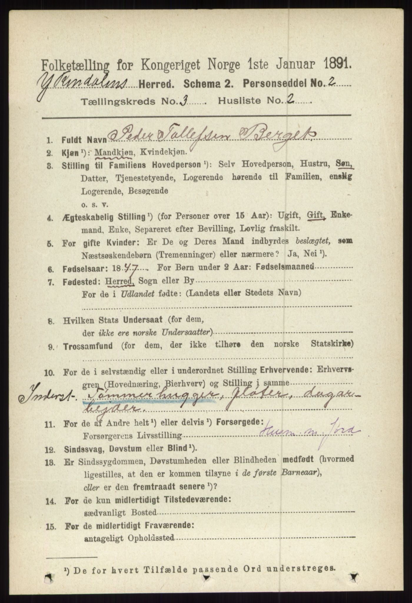 RA, 1891 census for 0432 Ytre Rendal, 1891, p. 453