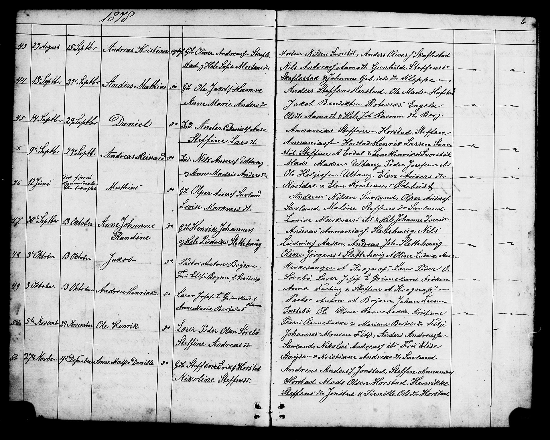 Førde sokneprestembete, SAB/A-79901/H/Hab/Habd/L0002: Parish register (copy) no. D 2, 1878-1880, p. 6