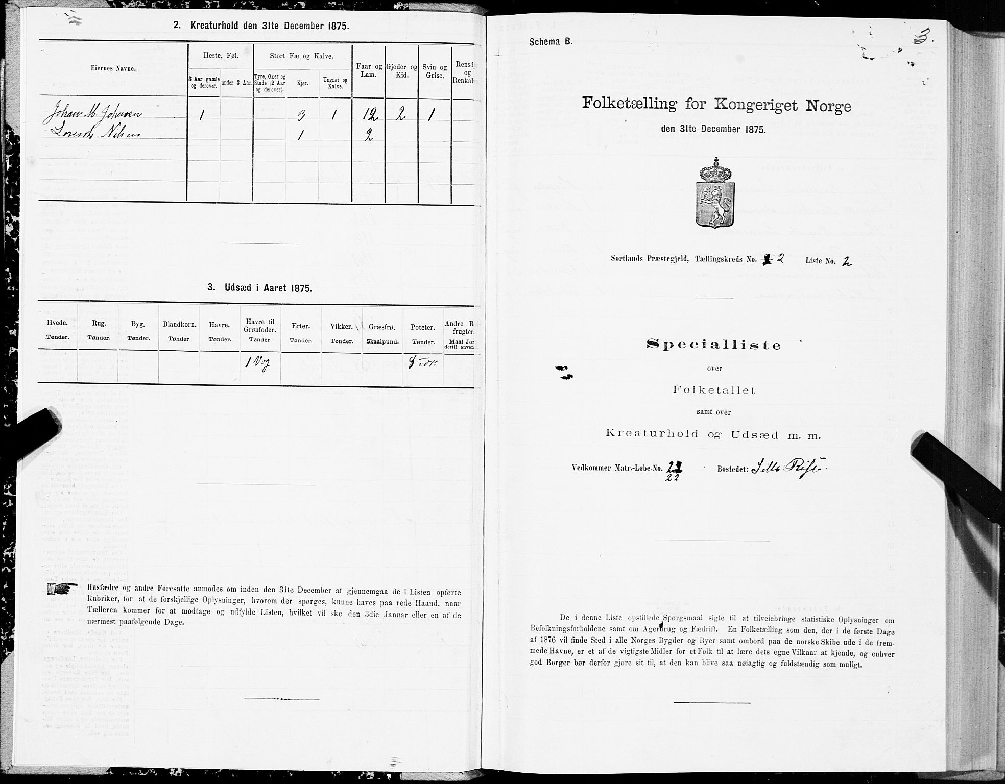 SAT, 1875 census for 1870P Sortland, 1875, p. 2003