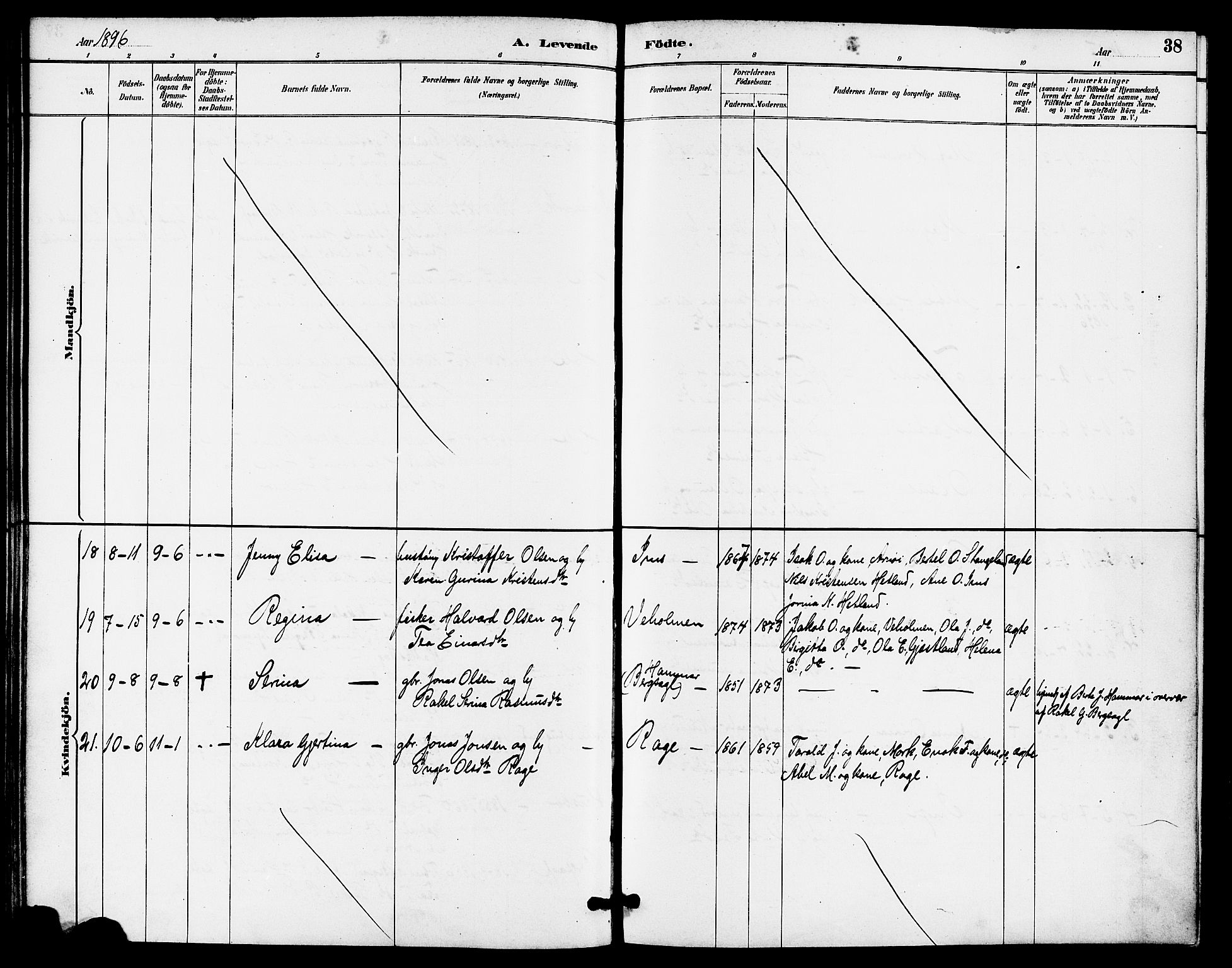 Høgsfjord sokneprestkontor, AV/SAST-A-101624/H/Ha/Haa/L0005: Parish register (official) no. A 5, 1885-1897, p. 38