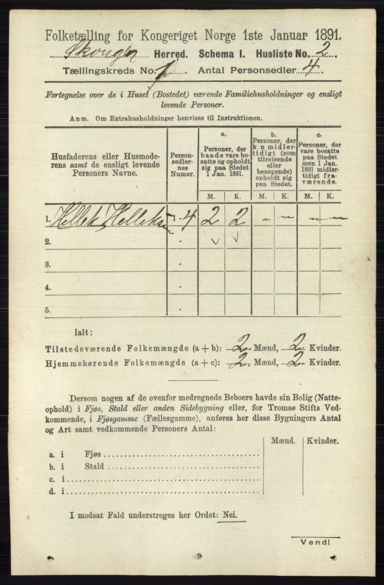 RA, 1891 census for 0712 Skoger, 1891, p. 23