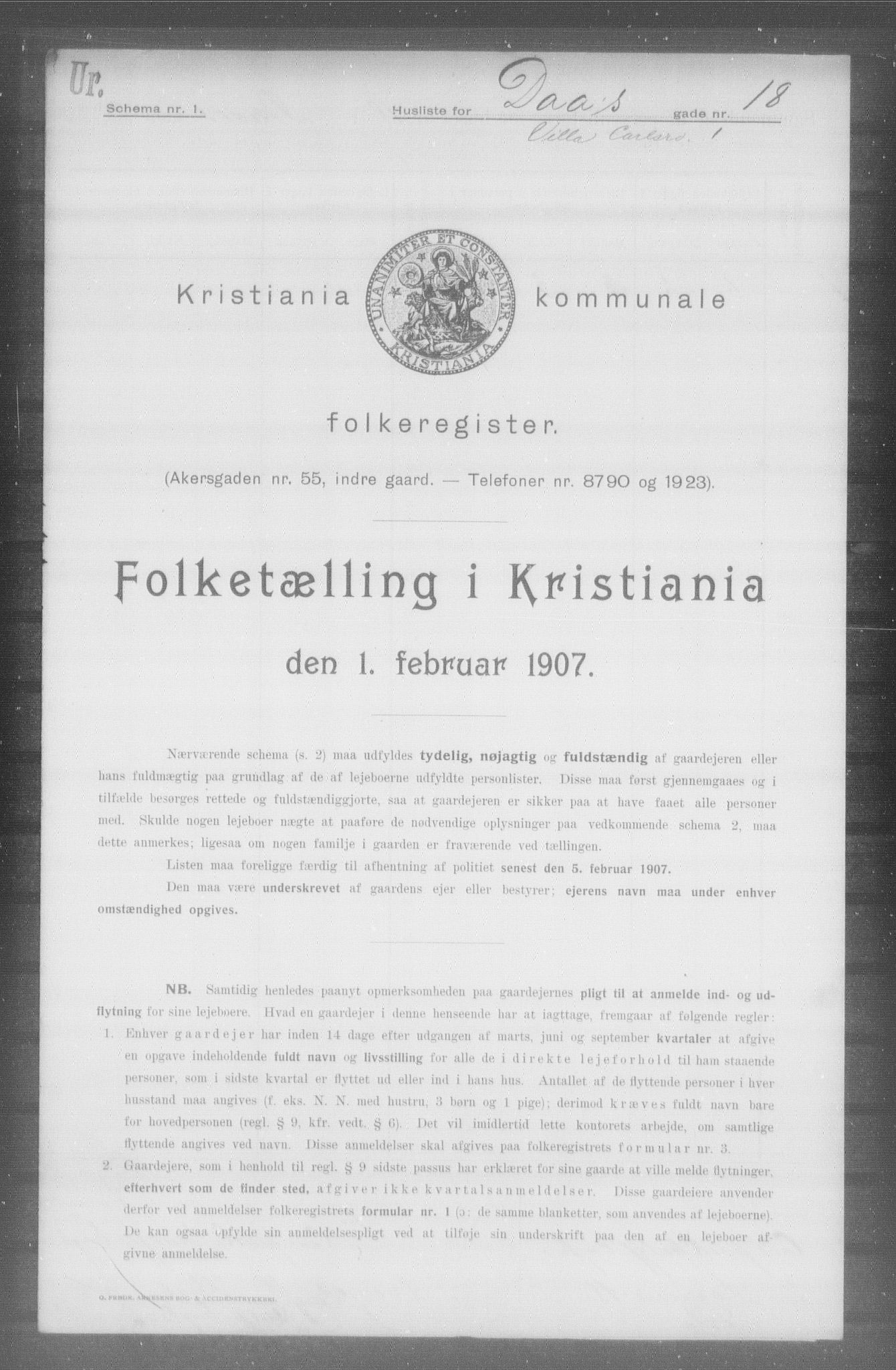 OBA, Municipal Census 1907 for Kristiania, 1907, p. 9178