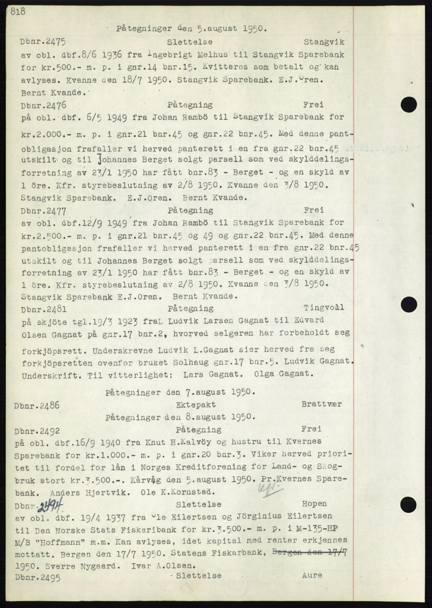 Nordmøre sorenskriveri, SAT/A-4132/1/2/2Ca: Mortgage book no. C82b, 1946-1951, Diary no: : 2475/1950