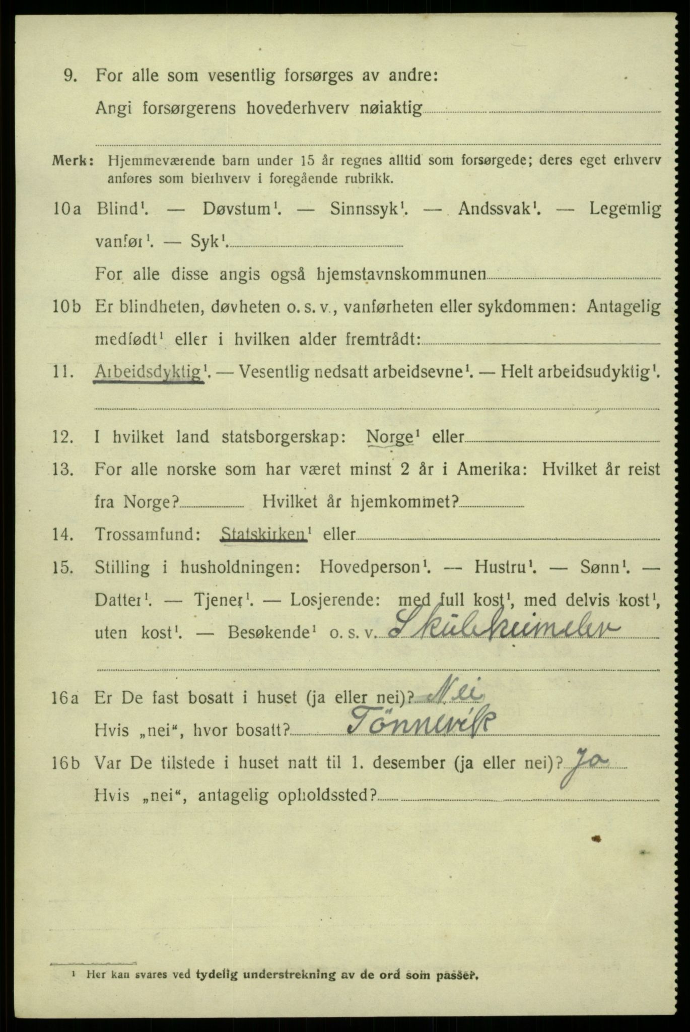 SAB, 1920 census for Kvam, 1920, p. 2044