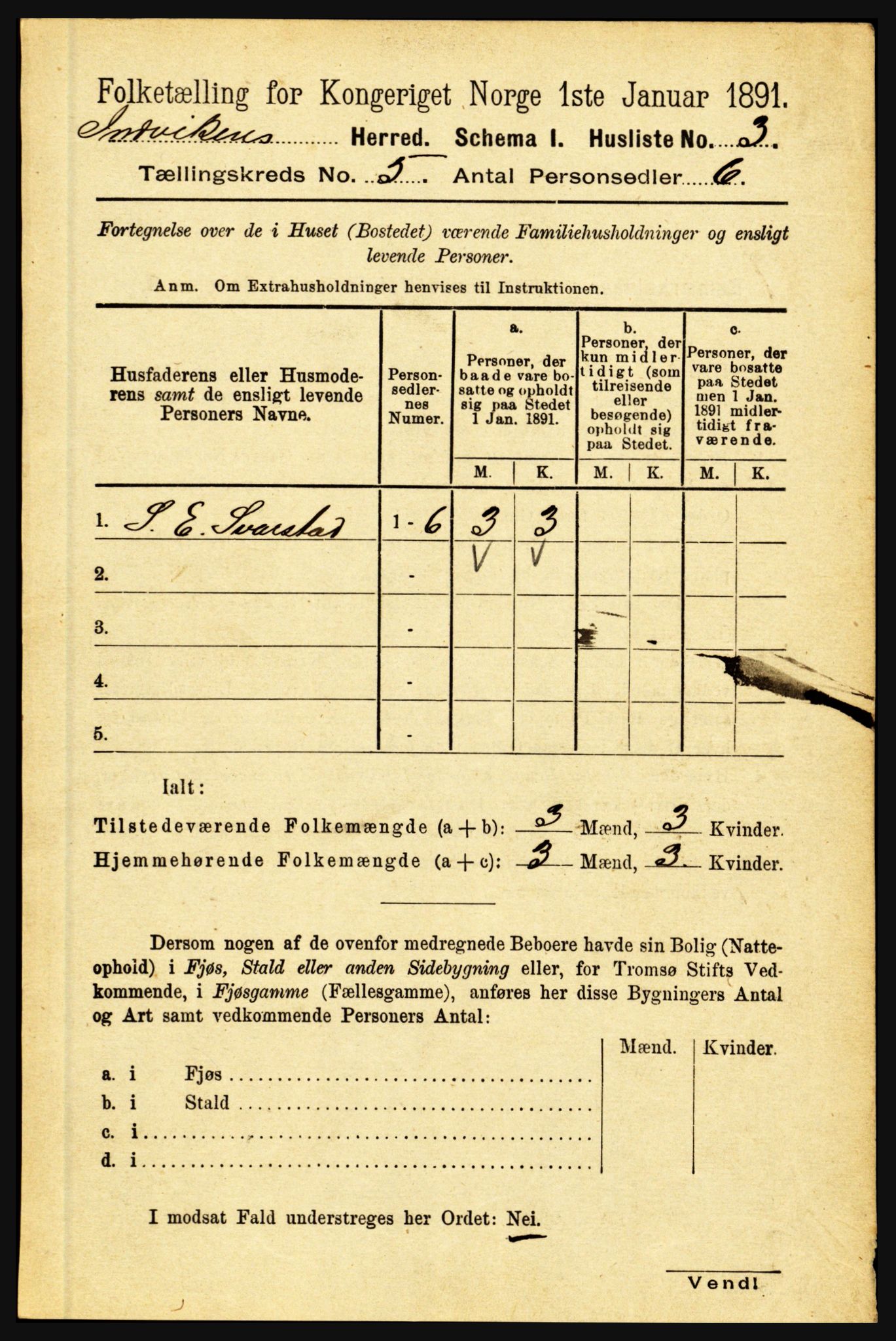 RA, 1891 census for 1447 Innvik, 1891, p. 1895