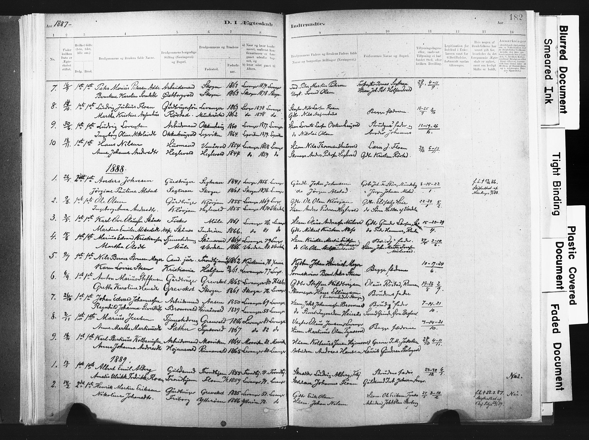 Ministerialprotokoller, klokkerbøker og fødselsregistre - Nord-Trøndelag, SAT/A-1458/721/L0207: Parish register (official) no. 721A02, 1880-1911, p. 182