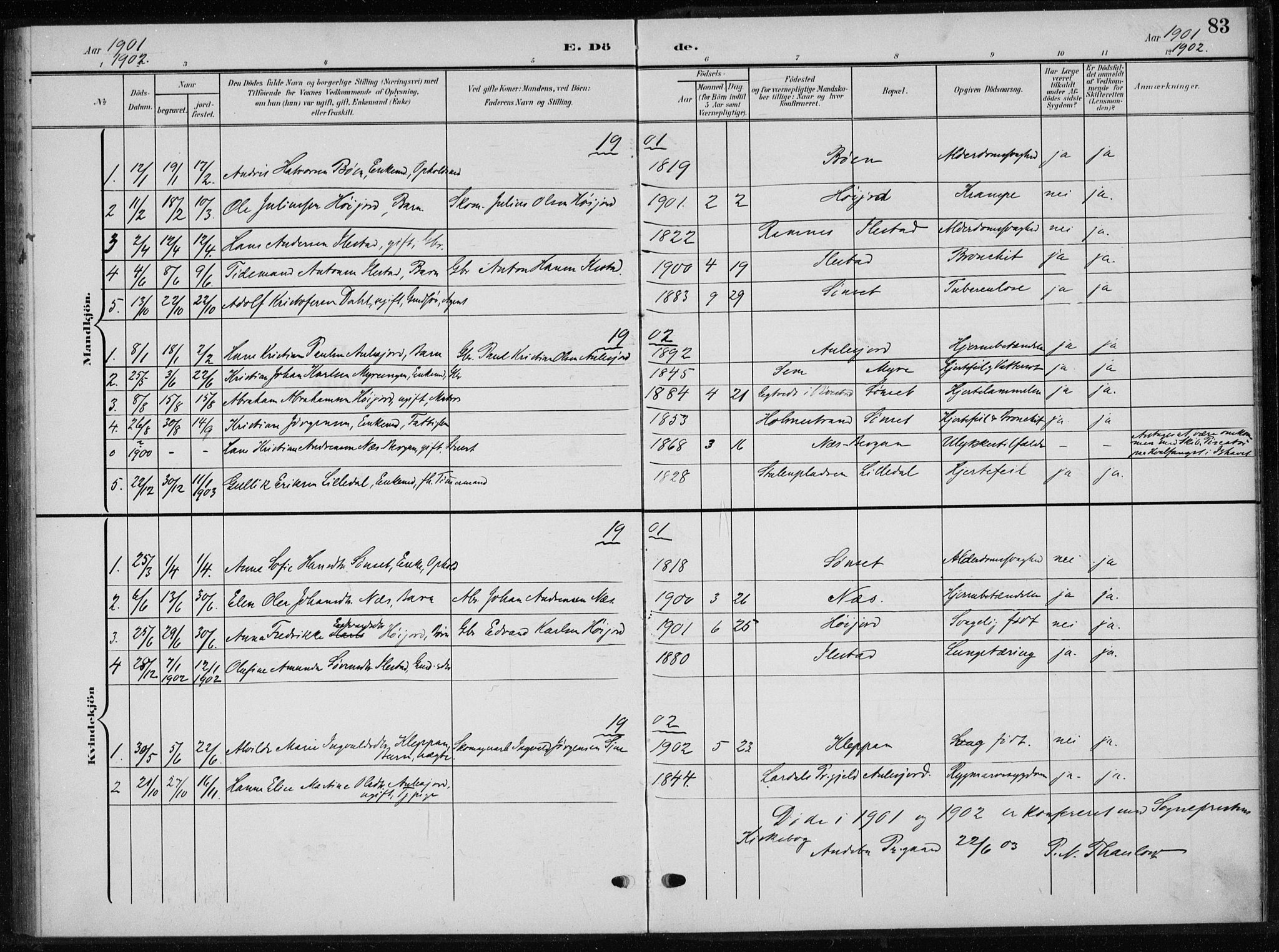 Andebu kirkebøker, AV/SAKO-A-336/G/Gb/L0001: Parish register (copy) no. II 1, 1901-1936, p. 83