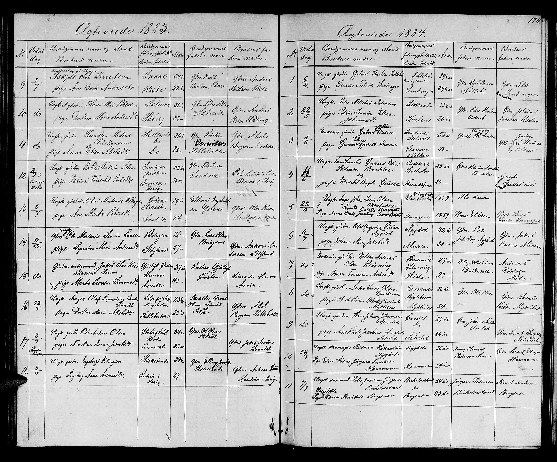 Ministerialprotokoller, klokkerbøker og fødselsregistre - Møre og Romsdal, AV/SAT-A-1454/503/L0047: Parish register (copy) no. 503C02, 1854-1884, p. 174