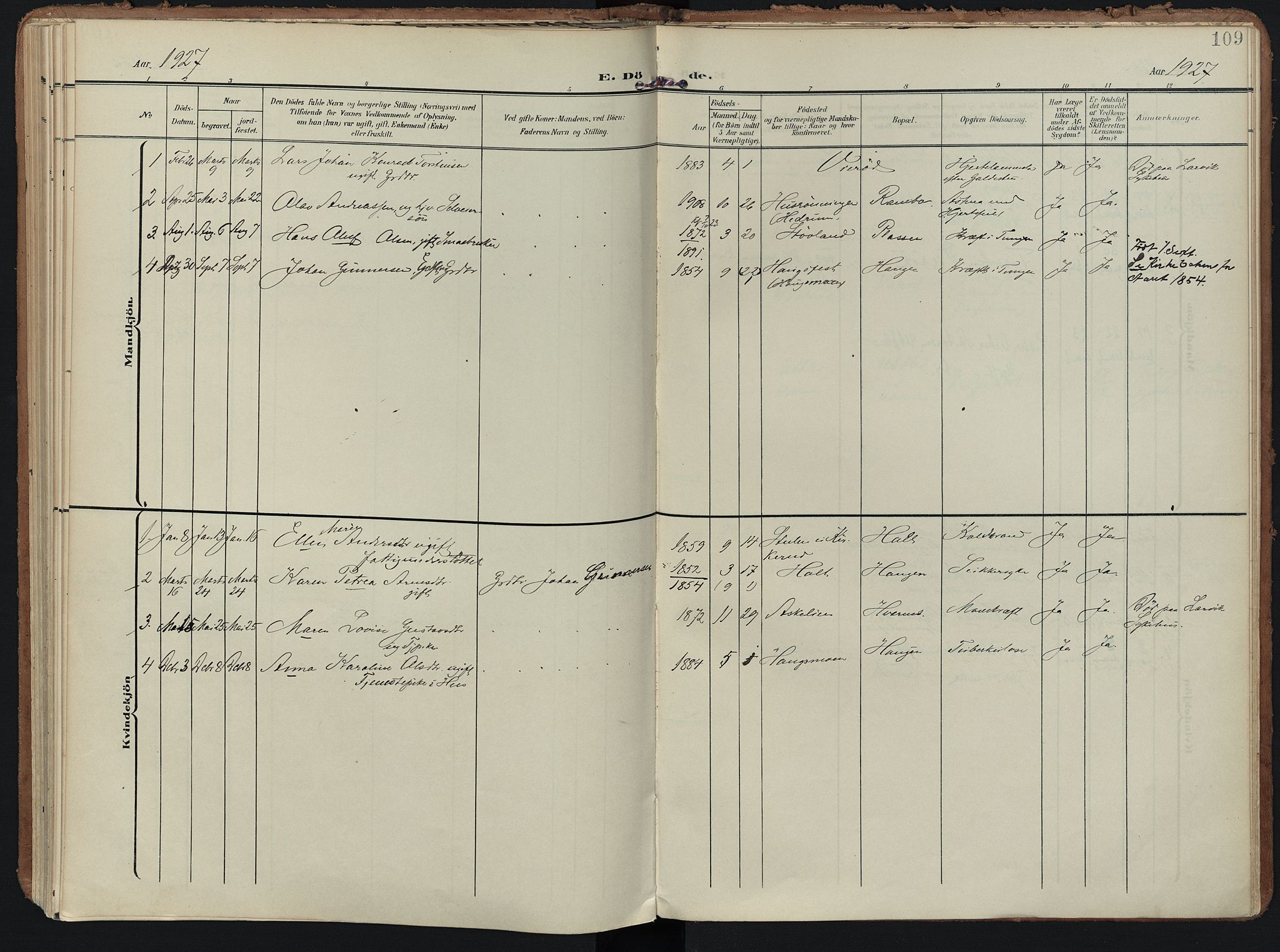 Hedrum kirkebøker, SAKO/A-344/F/Fc/L0002: Parish register (official) no. III 2, 1907-1930, p. 109