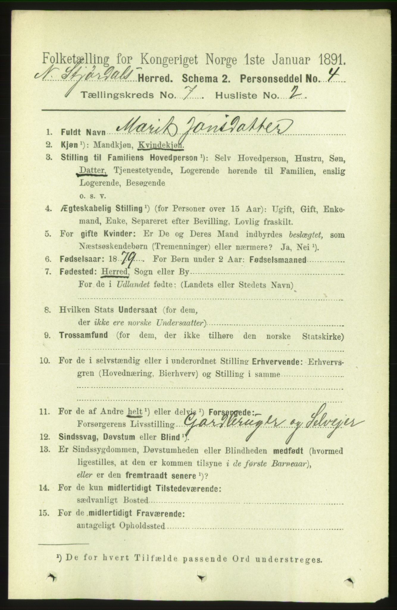 RA, 1891 census for 1714 Nedre Stjørdal, 1891, p. 3087