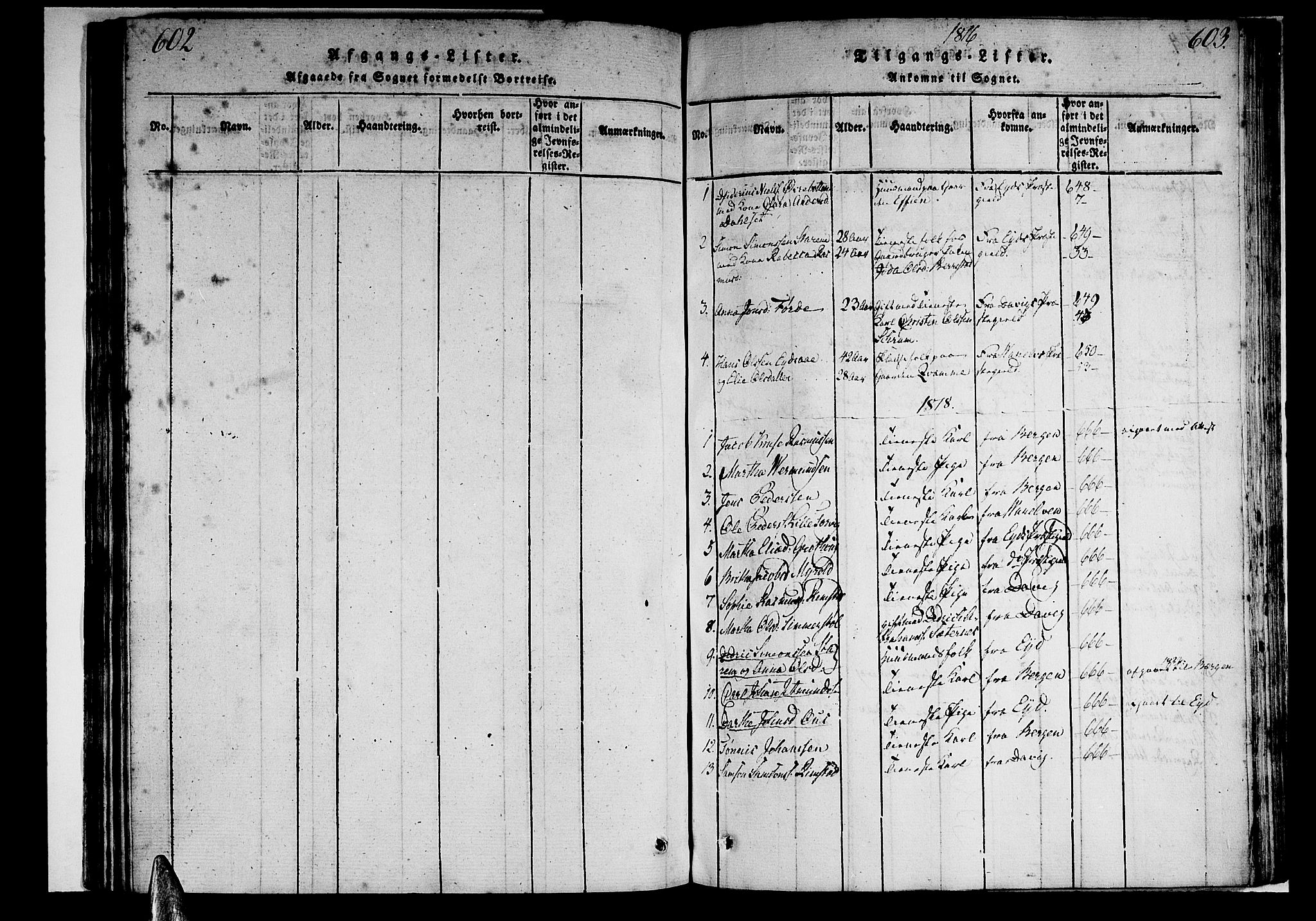 Selje sokneprestembete, AV/SAB-A-99938/H/Ha/Haa/Haaa: Parish register (official) no. A 8, 1816-1828, p. 602-603