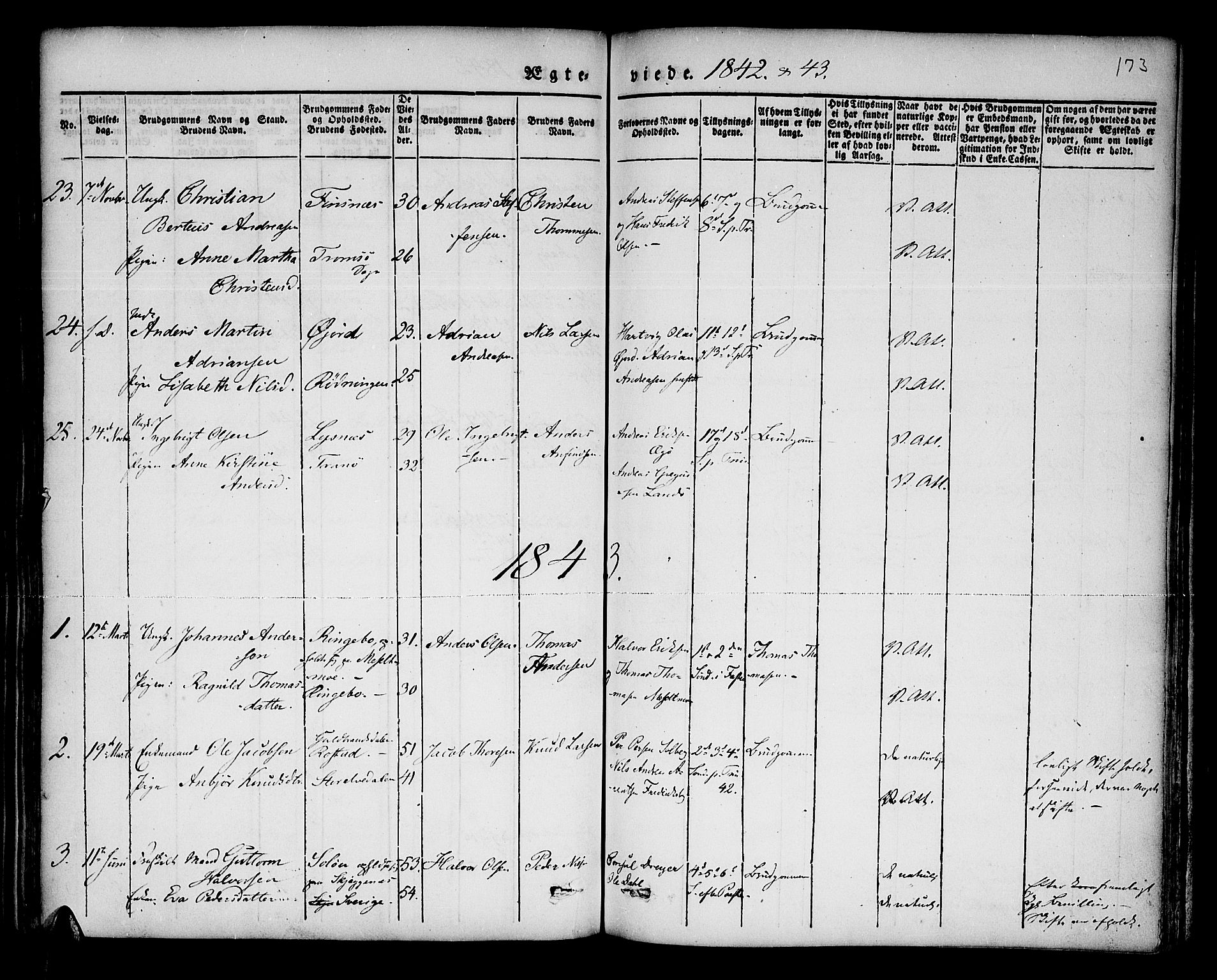 Lenvik sokneprestembete, SATØ/S-1310/H/Ha/Haa/L0004kirke: Parish register (official) no. 4, 1832-1844, p. 173