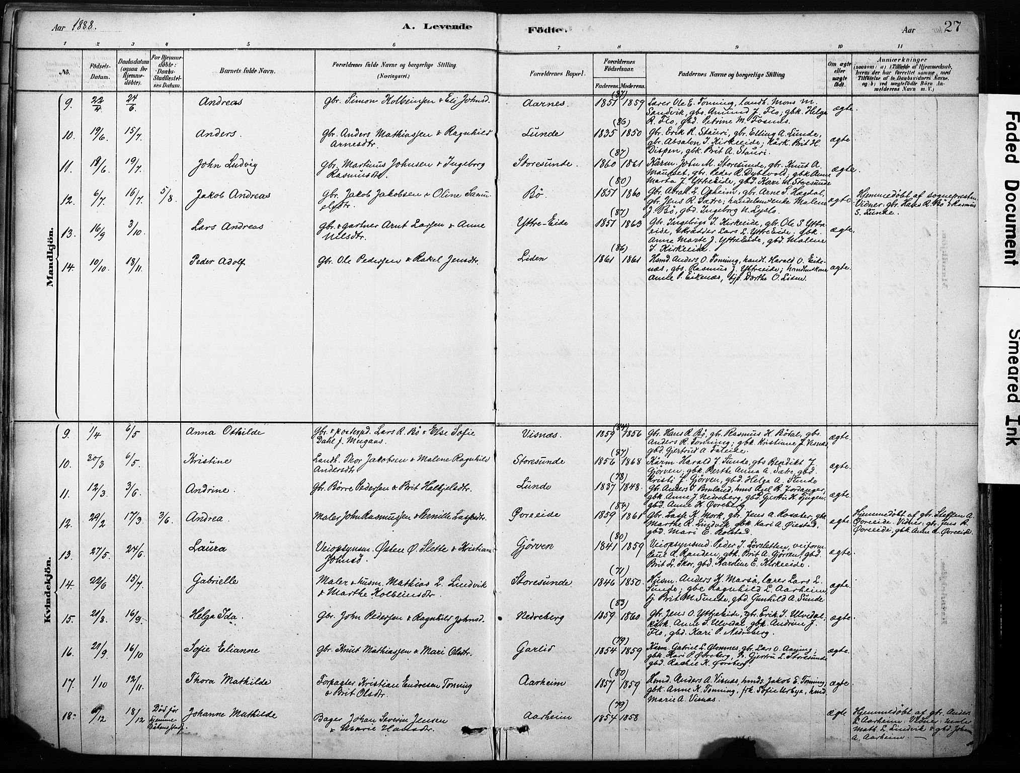 Stryn Sokneprestembete, AV/SAB-A-82501: Parish register (official) no. B 1, 1878-1907, p. 27