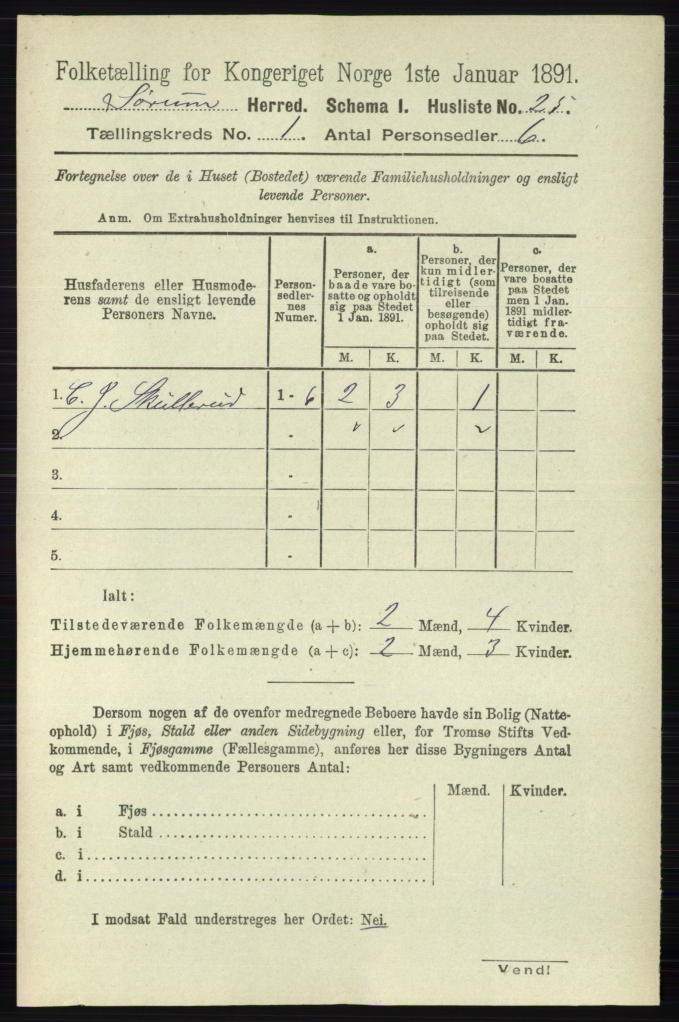 RA, 1891 census for 0226 Sørum, 1891, p. 44