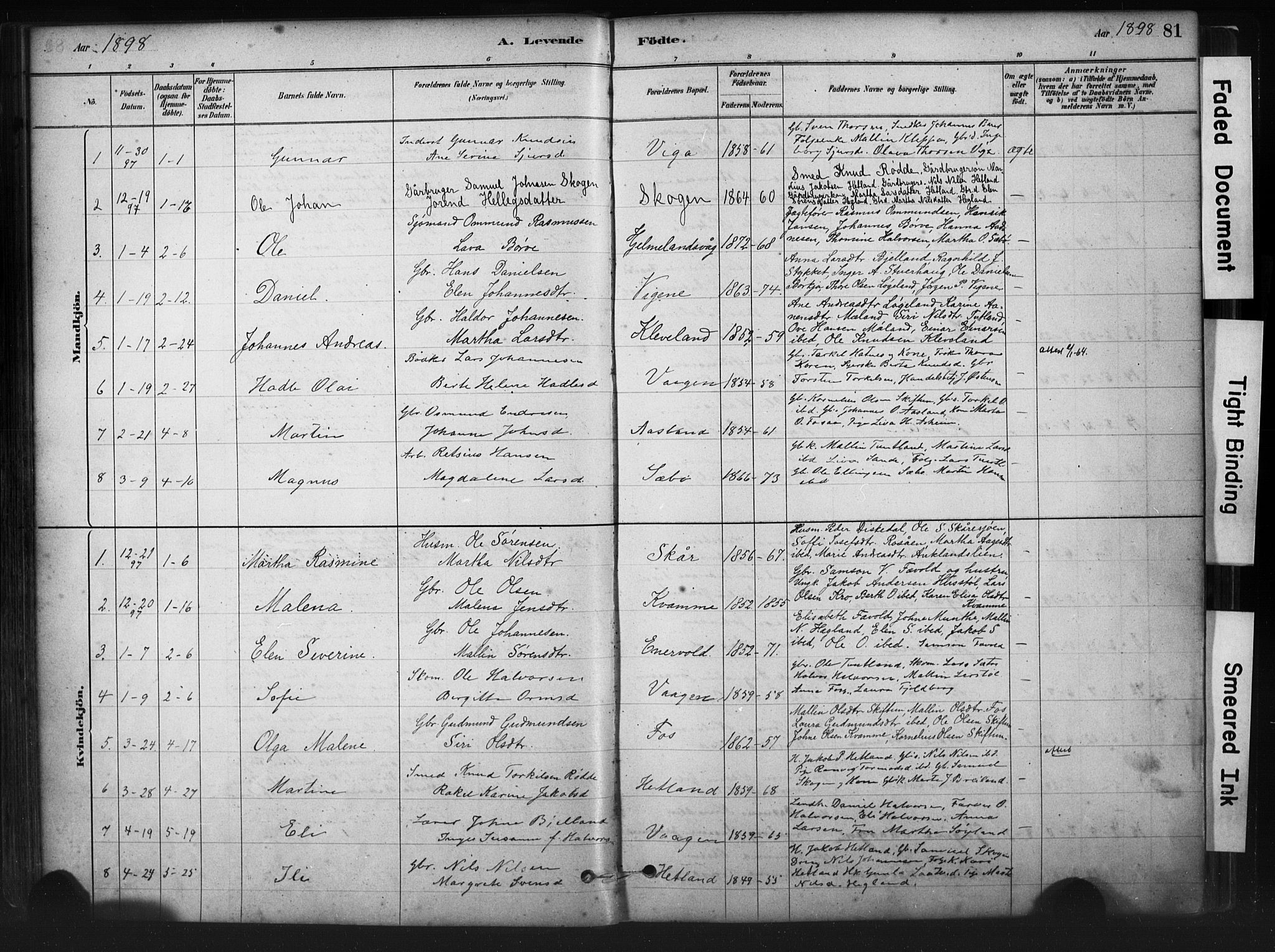 Hjelmeland sokneprestkontor, AV/SAST-A-101843/01/IV/L0014: Parish register (official) no. A 14, 1879-1900, p. 81