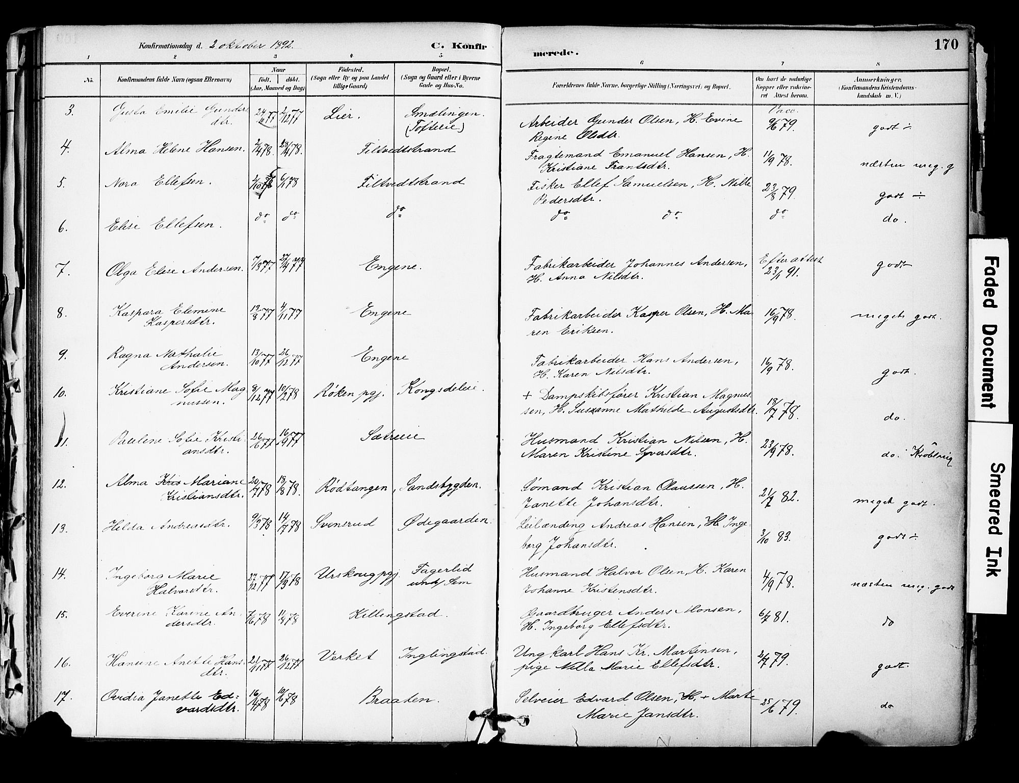 Hurum kirkebøker, AV/SAKO-A-229/F/Fa/L0014: Parish register (official) no. 14, 1882-1895, p. 170