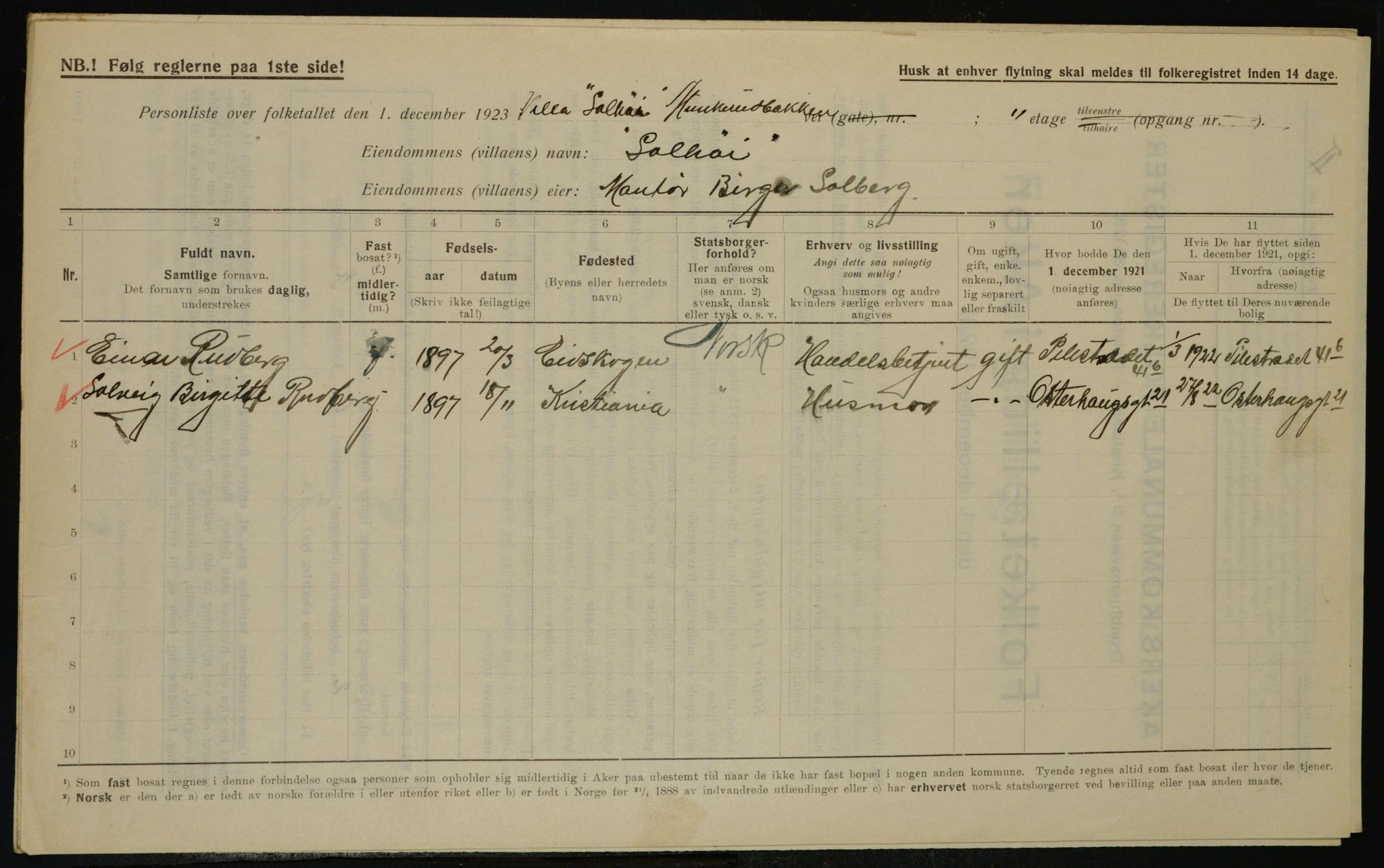 , Municipal Census 1923 for Aker, 1923, p. 42274