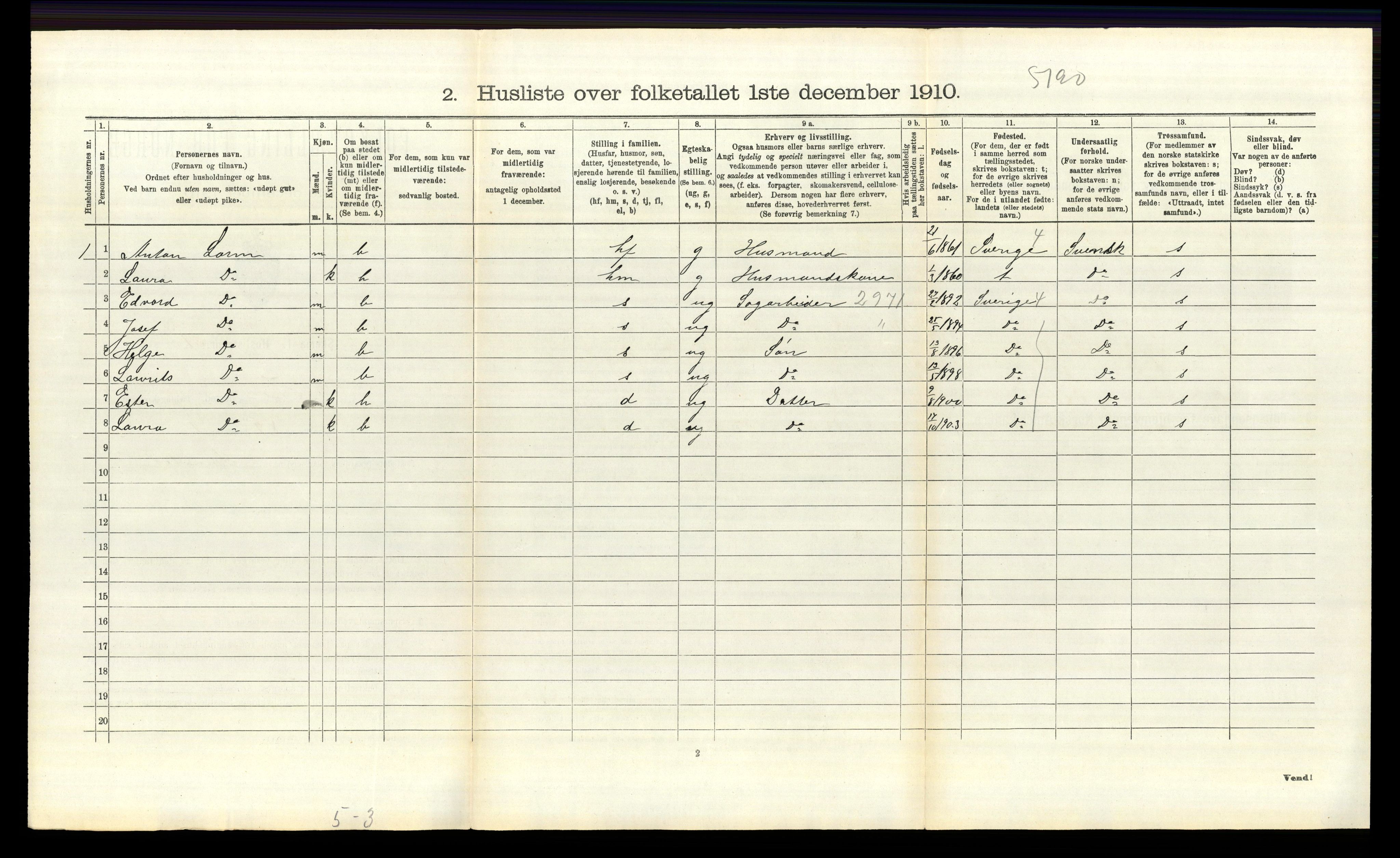 RA, 1910 census for Idd, 1910, p. 1361