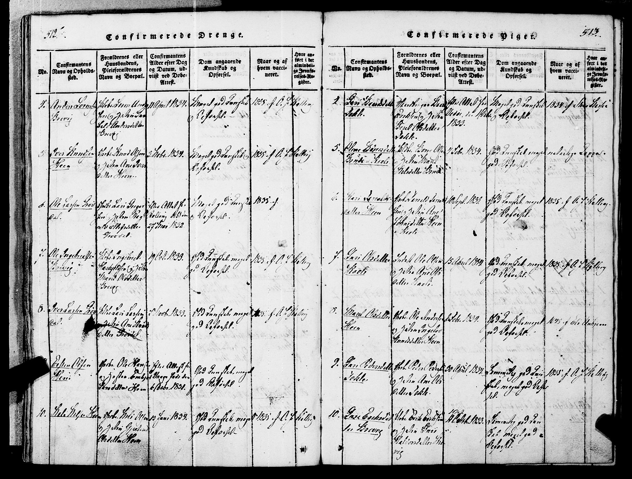 Ministerialprotokoller, klokkerbøker og fødselsregistre - Møre og Romsdal, AV/SAT-A-1454/545/L0585: Parish register (official) no. 545A01, 1818-1853, p. 512-513