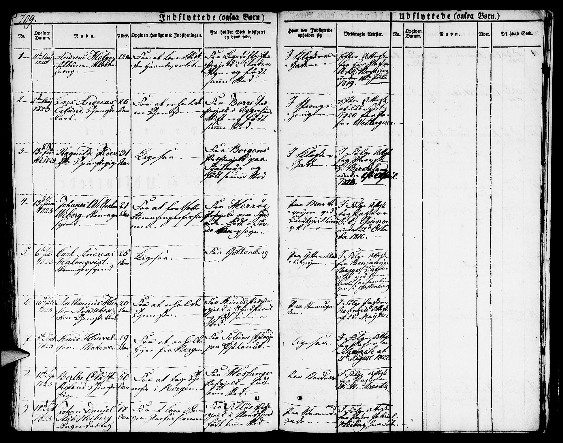 Nykirken Sokneprestembete, SAB/A-77101/H/Hab: Parish register (copy) no. A 5II, 1821-1843, p. 709