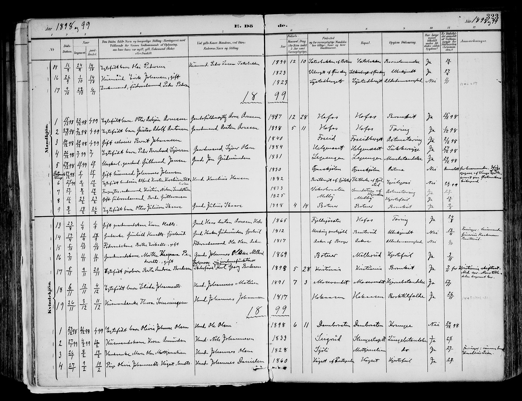 Brandval prestekontor, SAH/PREST-034/H/Ha/Haa/L0003: Parish register (official) no. 3, 1894-1909, p. 323