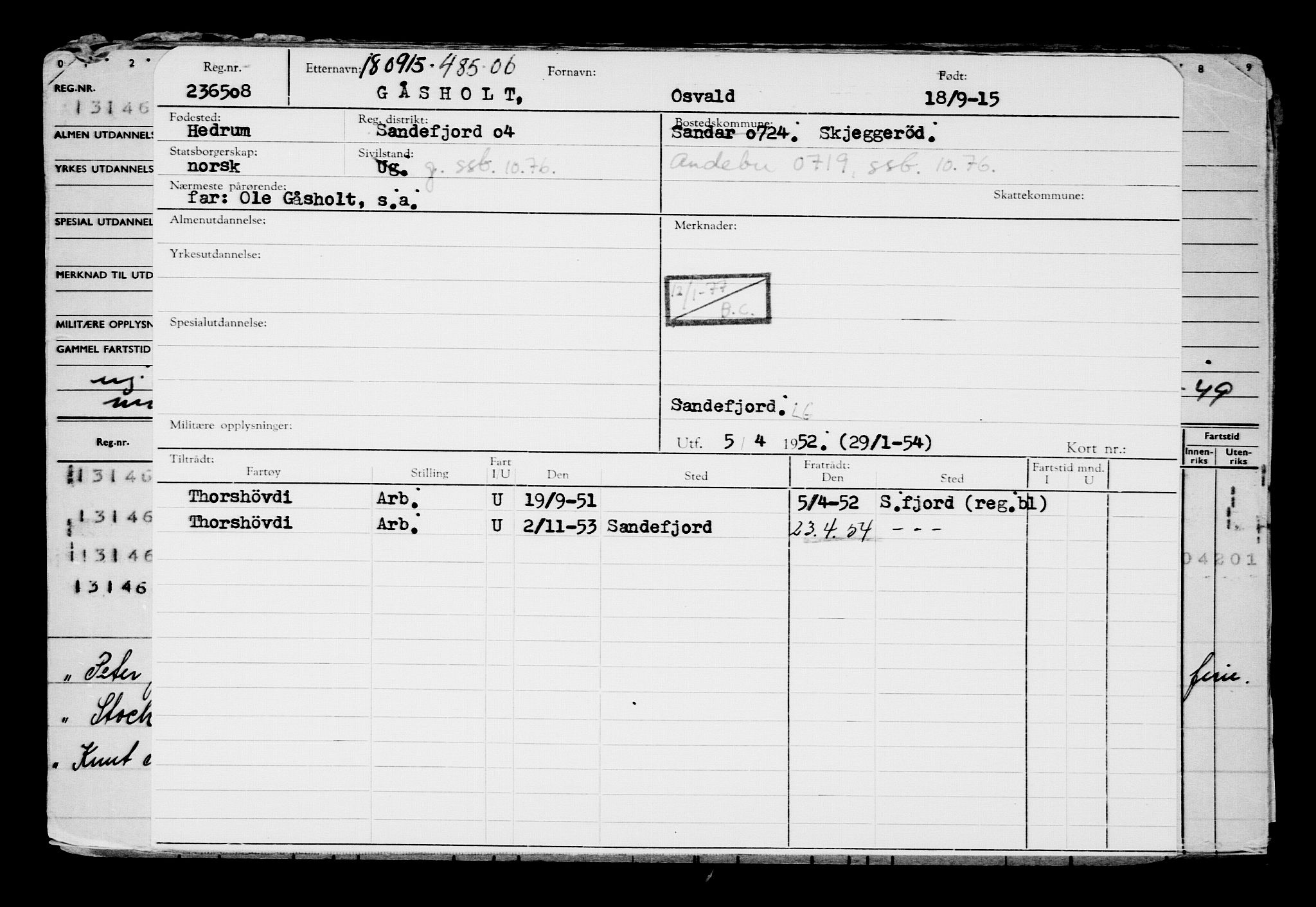 Direktoratet for sjømenn, AV/RA-S-3545/G/Gb/L0133: Hovedkort, 1915, p. 165