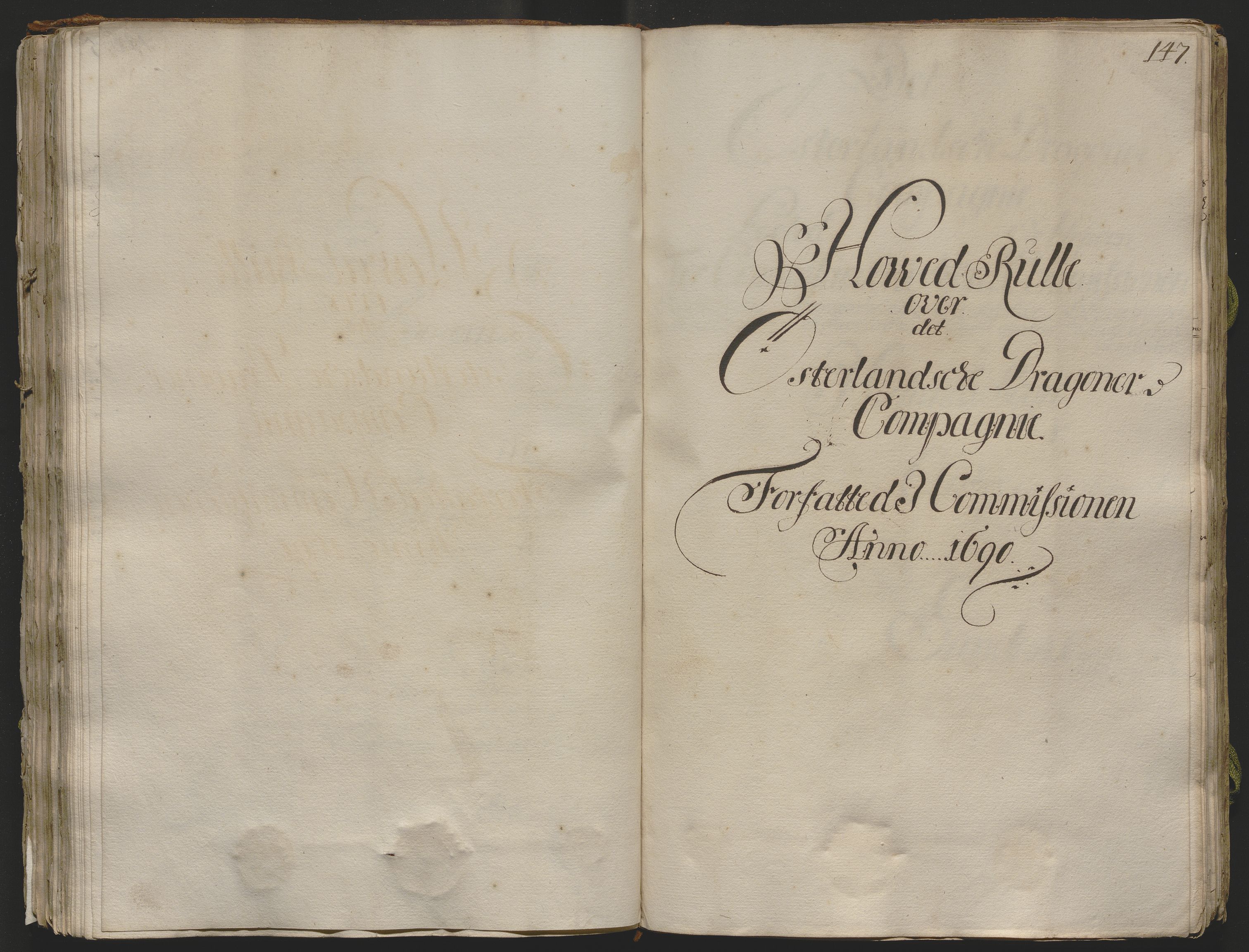 Rentekammeret inntil 1814, Realistisk ordnet avdeling, AV/RA-EA-4070/Ok/L0013: [Ff 19]: Generalhovedrulle over kavaleriet og dragonene i Norge, 1690-1691, p. 146b-147a