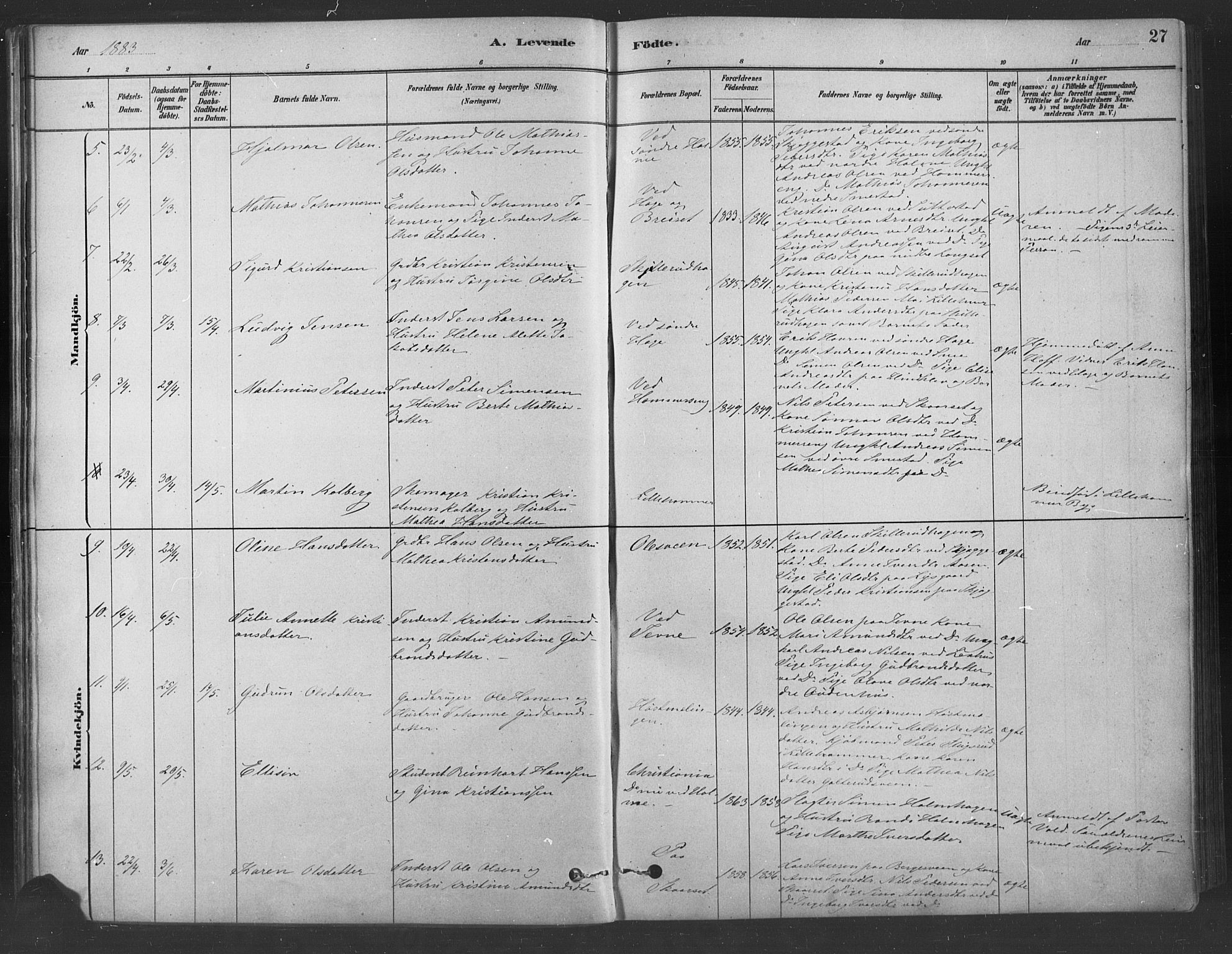 Fåberg prestekontor, AV/SAH-PREST-086/H/Ha/Haa/L0009: Parish register (official) no. 9, 1879-1898, p. 27