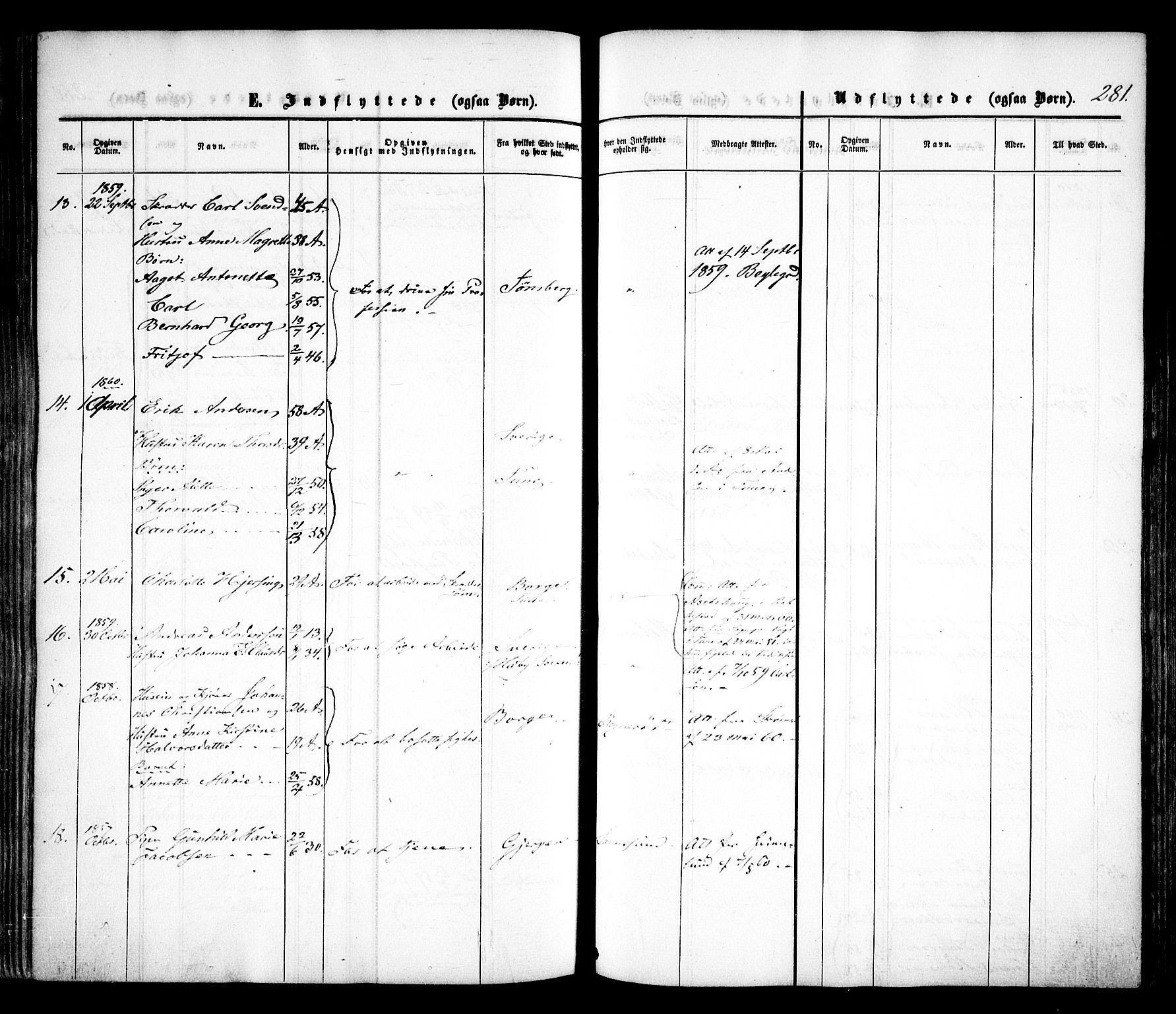 Sarpsborg prestekontor Kirkebøker, AV/SAO-A-2006/F/Fa/L0001: Parish register (official) no. 1, 1859-1868, p. 281