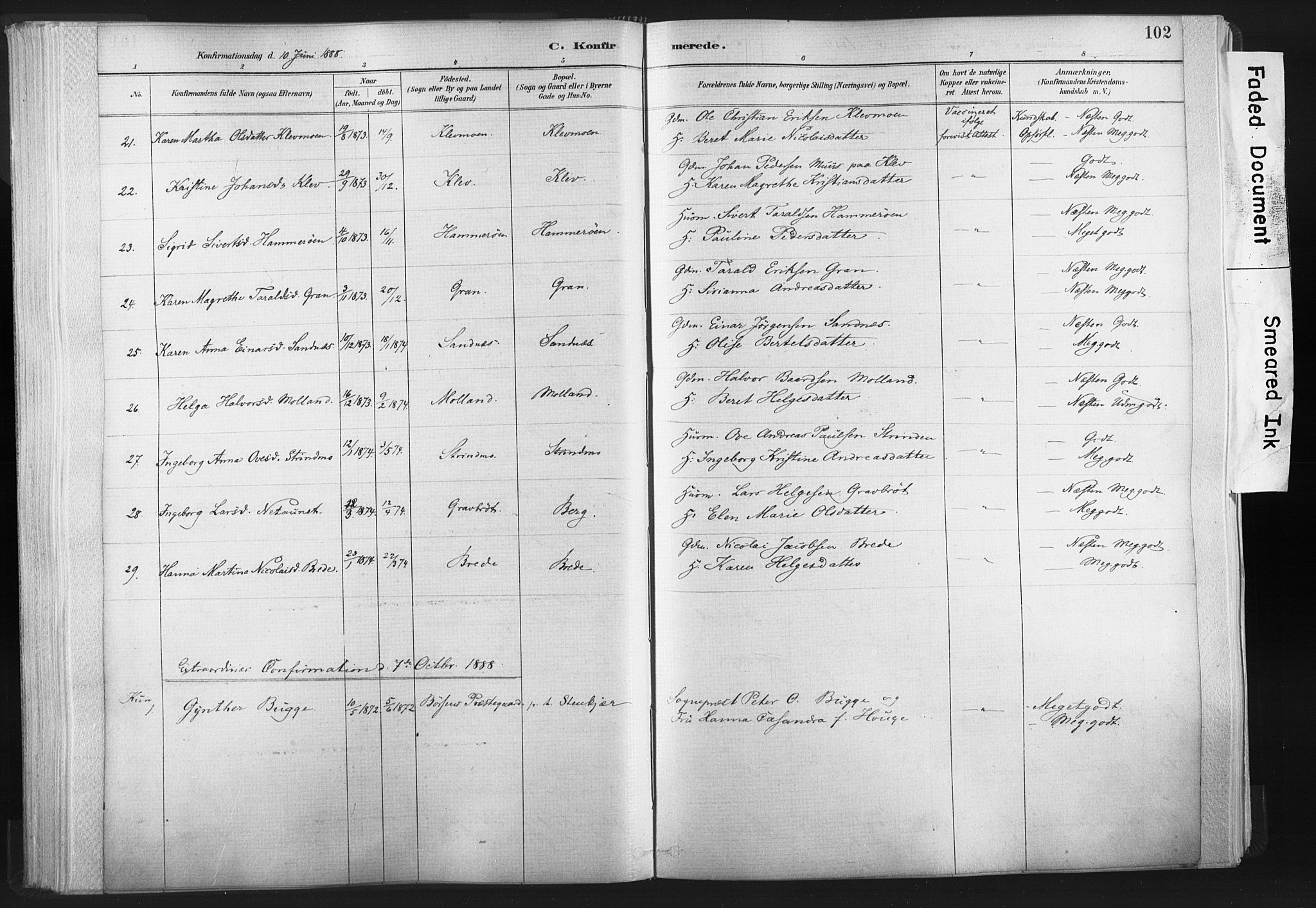 Ministerialprotokoller, klokkerbøker og fødselsregistre - Nord-Trøndelag, SAT/A-1458/749/L0474: Parish register (official) no. 749A08, 1887-1903, p. 102
