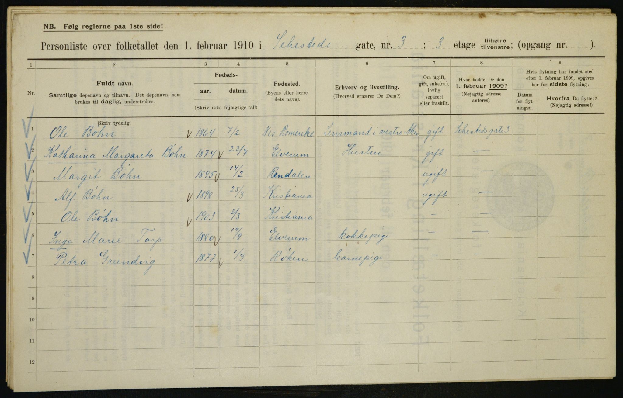 OBA, Municipal Census 1910 for Kristiania, 1910, p. 89560