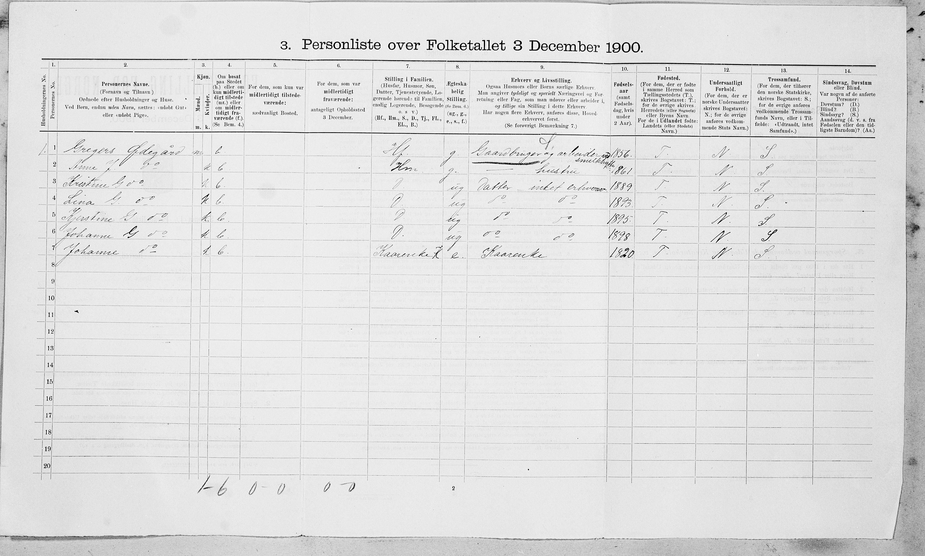 SAT, 1900 census for Røros, 1900, p. 219