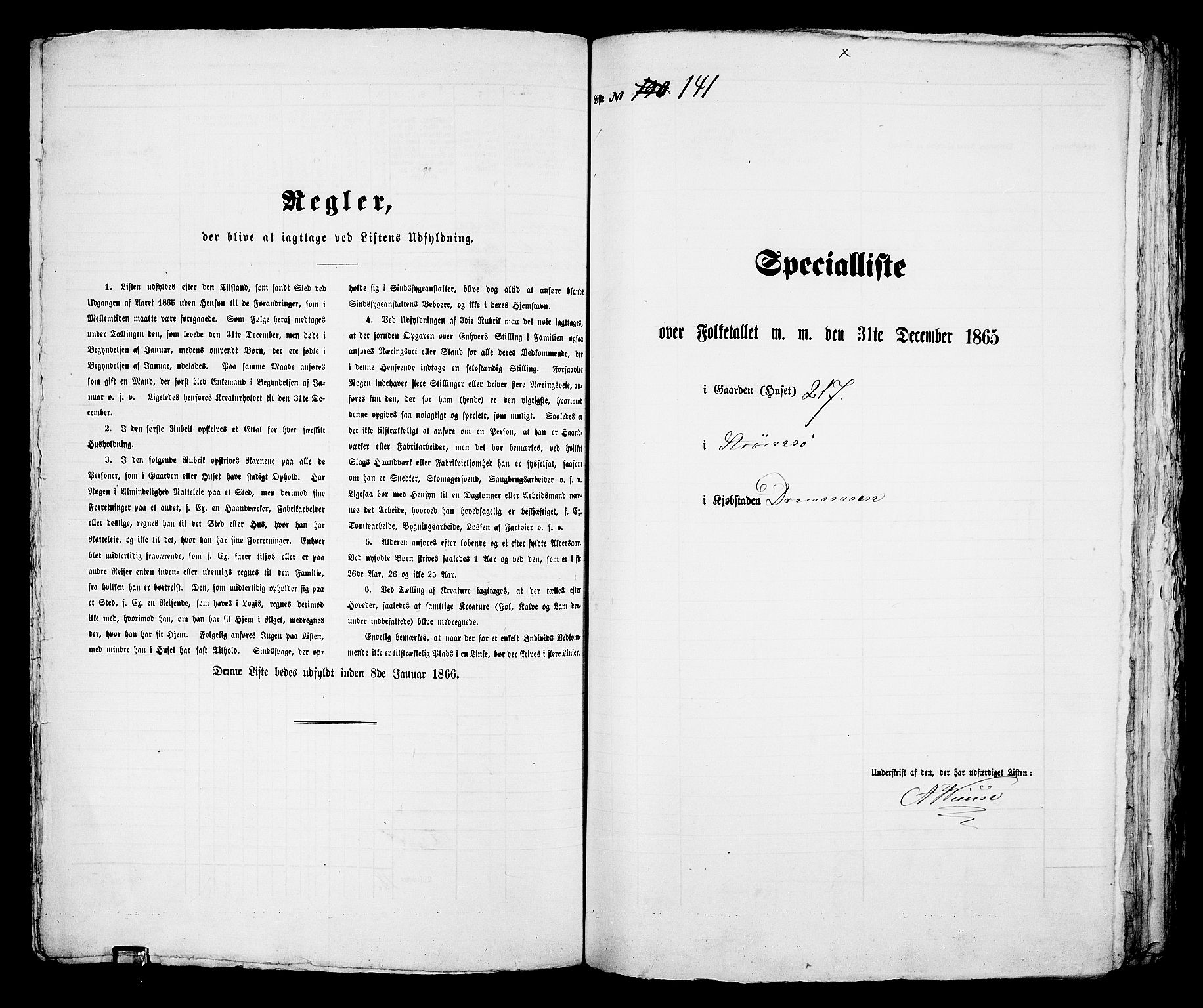 RA, 1865 census for Bragernes in Drammen, 1865, p. 305