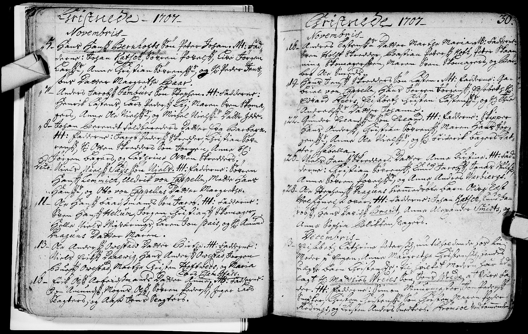 Bragernes kirkebøker, AV/SAKO-A-6/F/Fa/L0003: Parish register (official) no. I 3, 1706-1734, p. 30