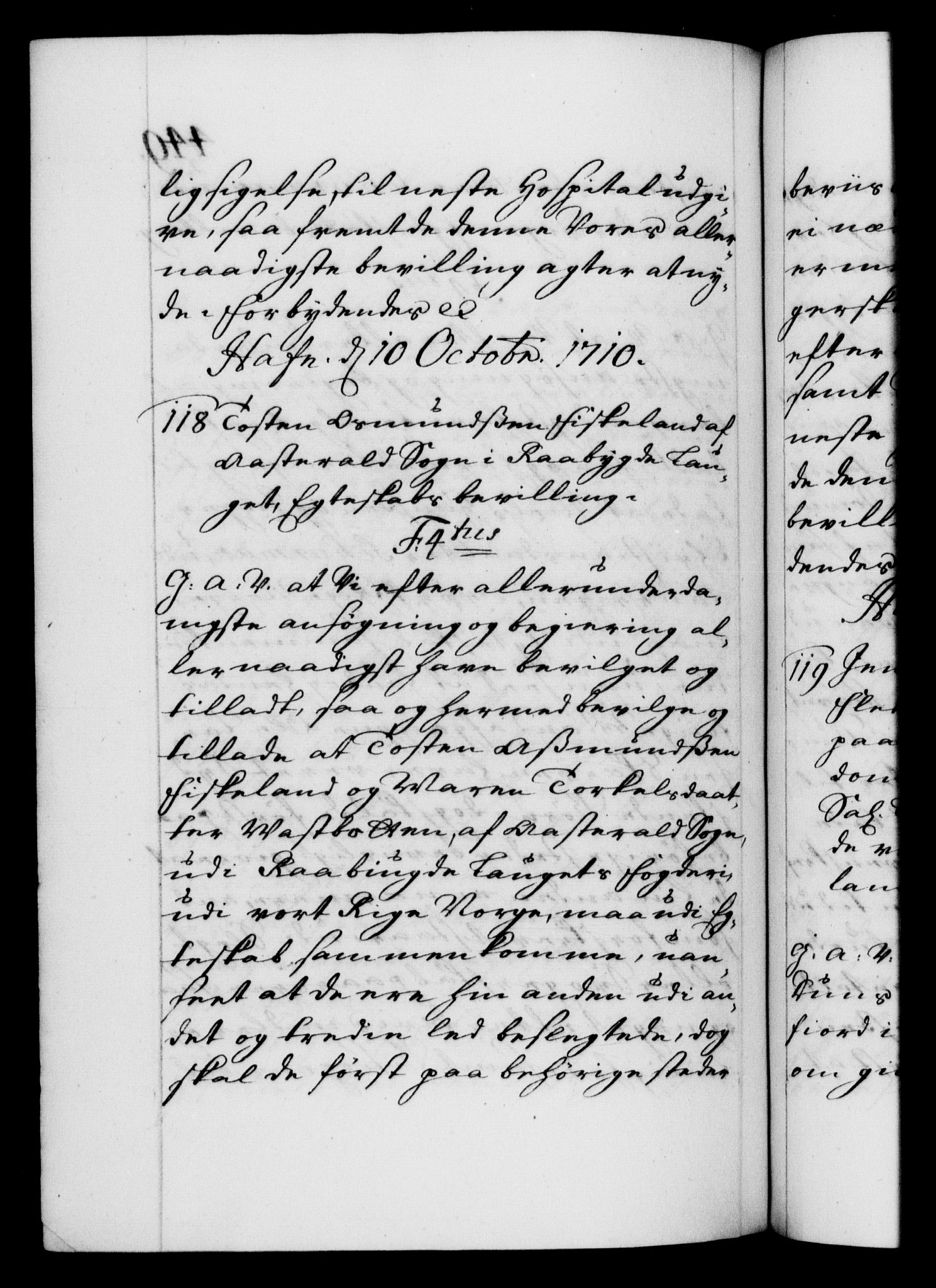 Danske Kanselli 1572-1799, AV/RA-EA-3023/F/Fc/Fca/Fcaa/L0020: Norske registre, 1708-1711, p. 449b