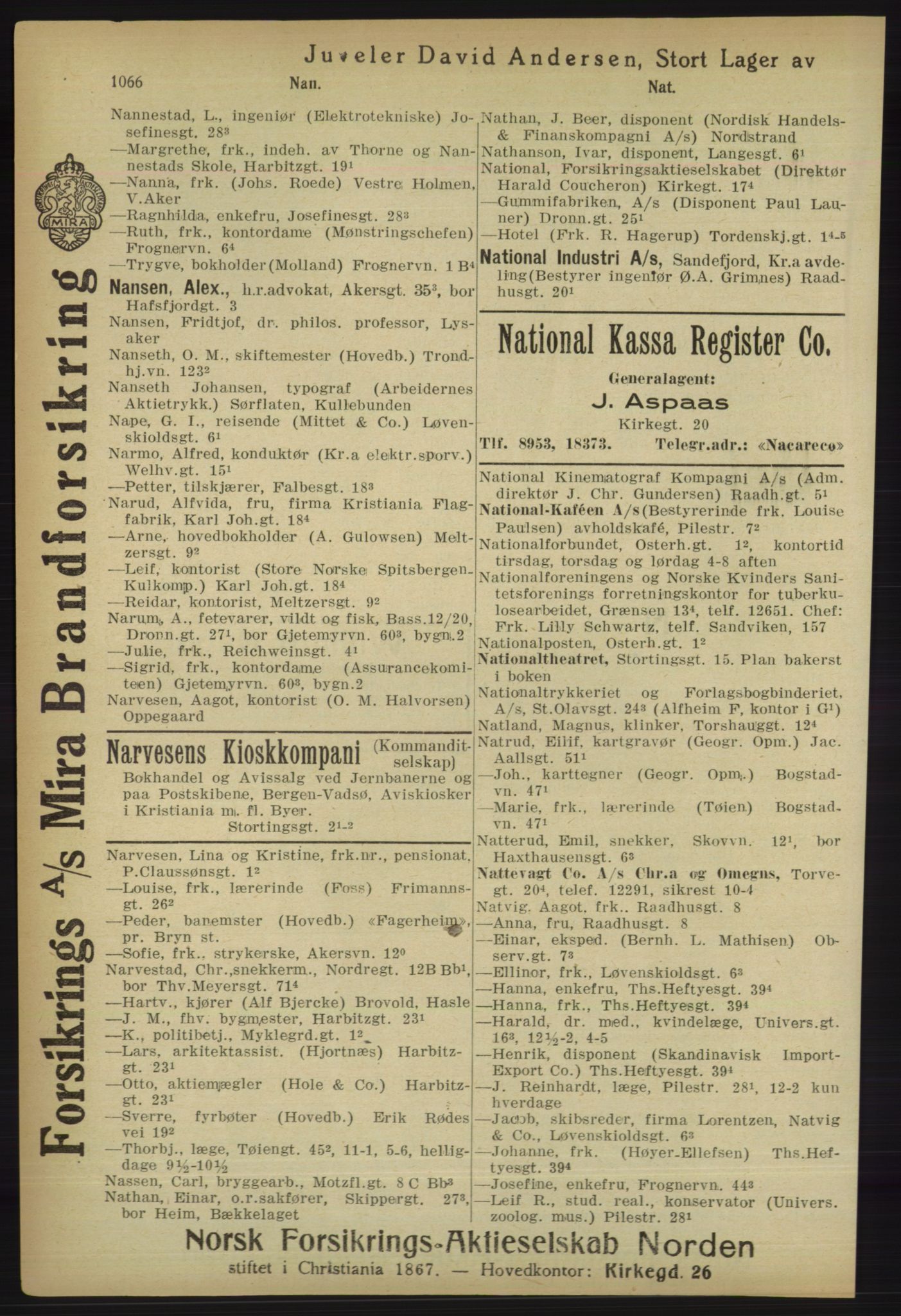 Kristiania/Oslo adressebok, PUBL/-, 1918, p. 1091