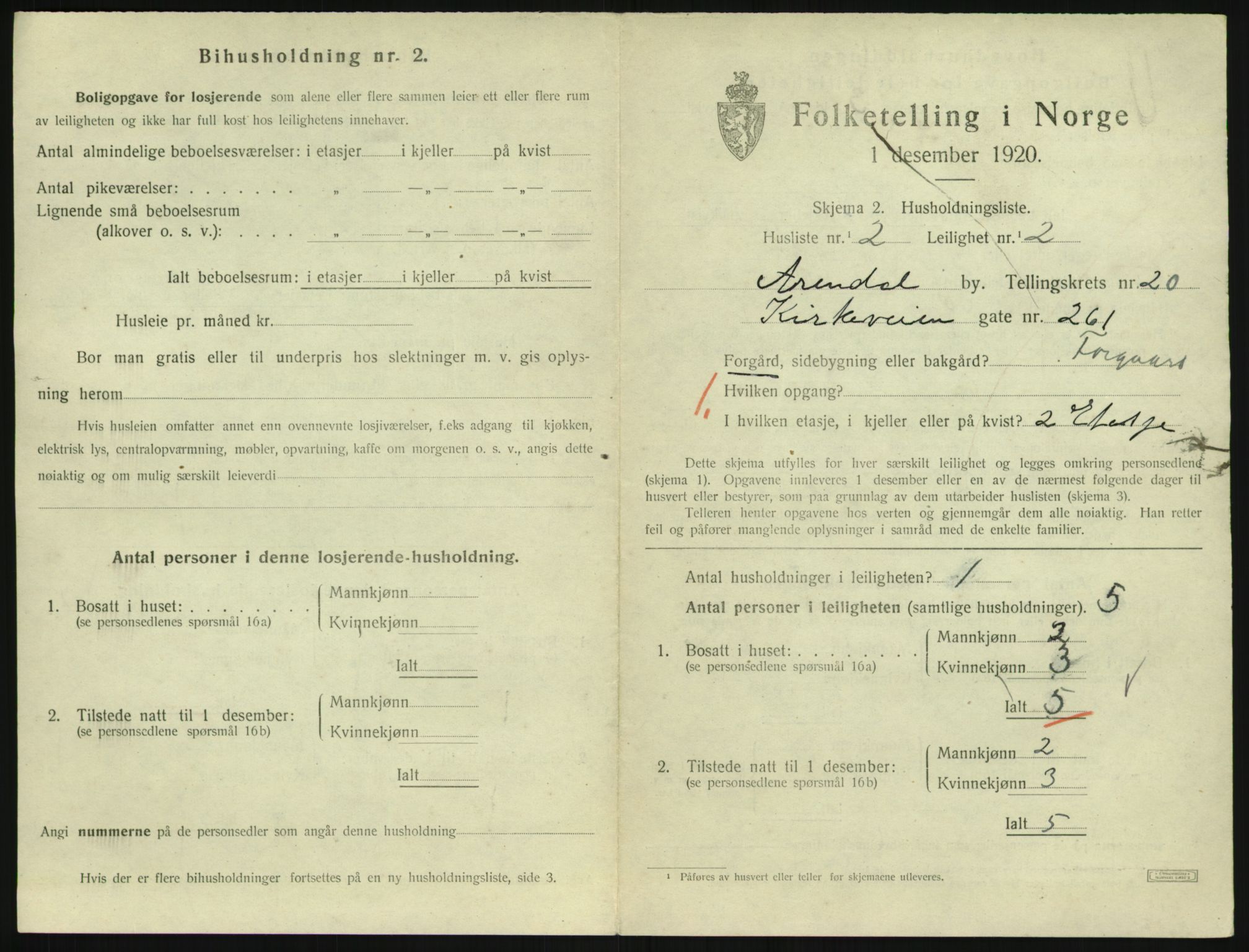 SAK, 1920 census for Arendal, 1920, p. 8298