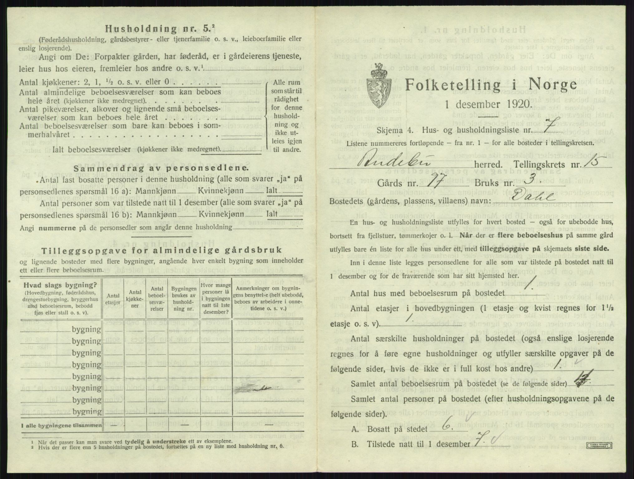 SAKO, 1920 census for Andebu, 1920, p. 851