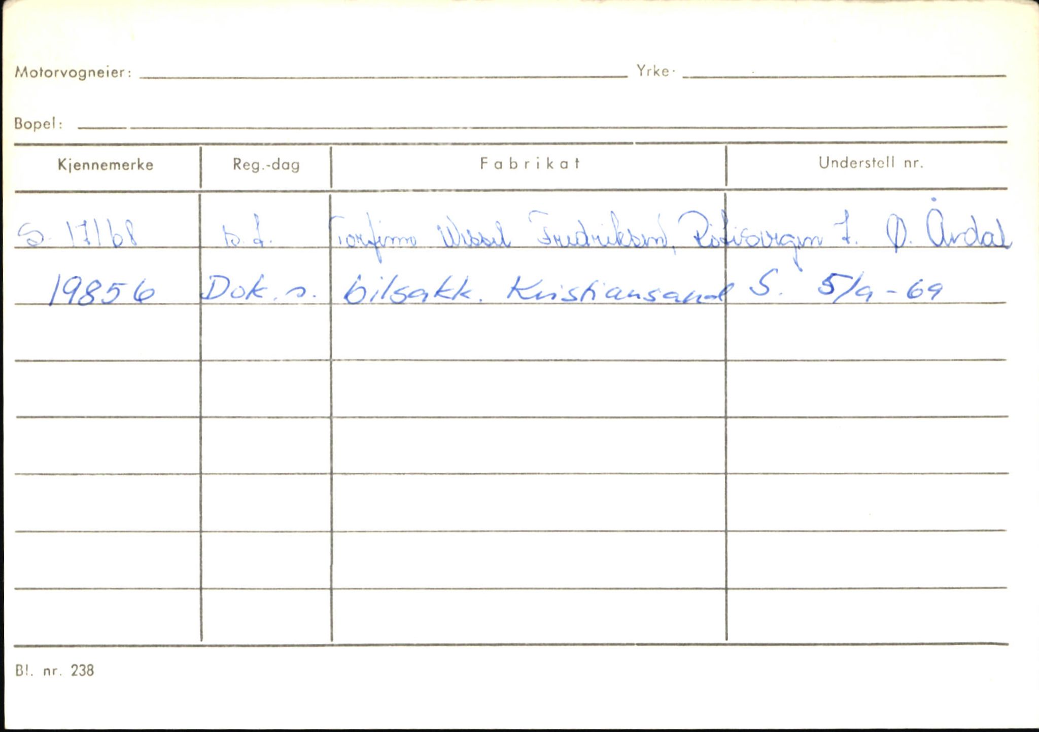 Statens vegvesen, Sogn og Fjordane vegkontor, AV/SAB-A-5301/4/F/L0145: Registerkort Vågsøy S-Å. Årdal I-P, 1945-1975, p. 887