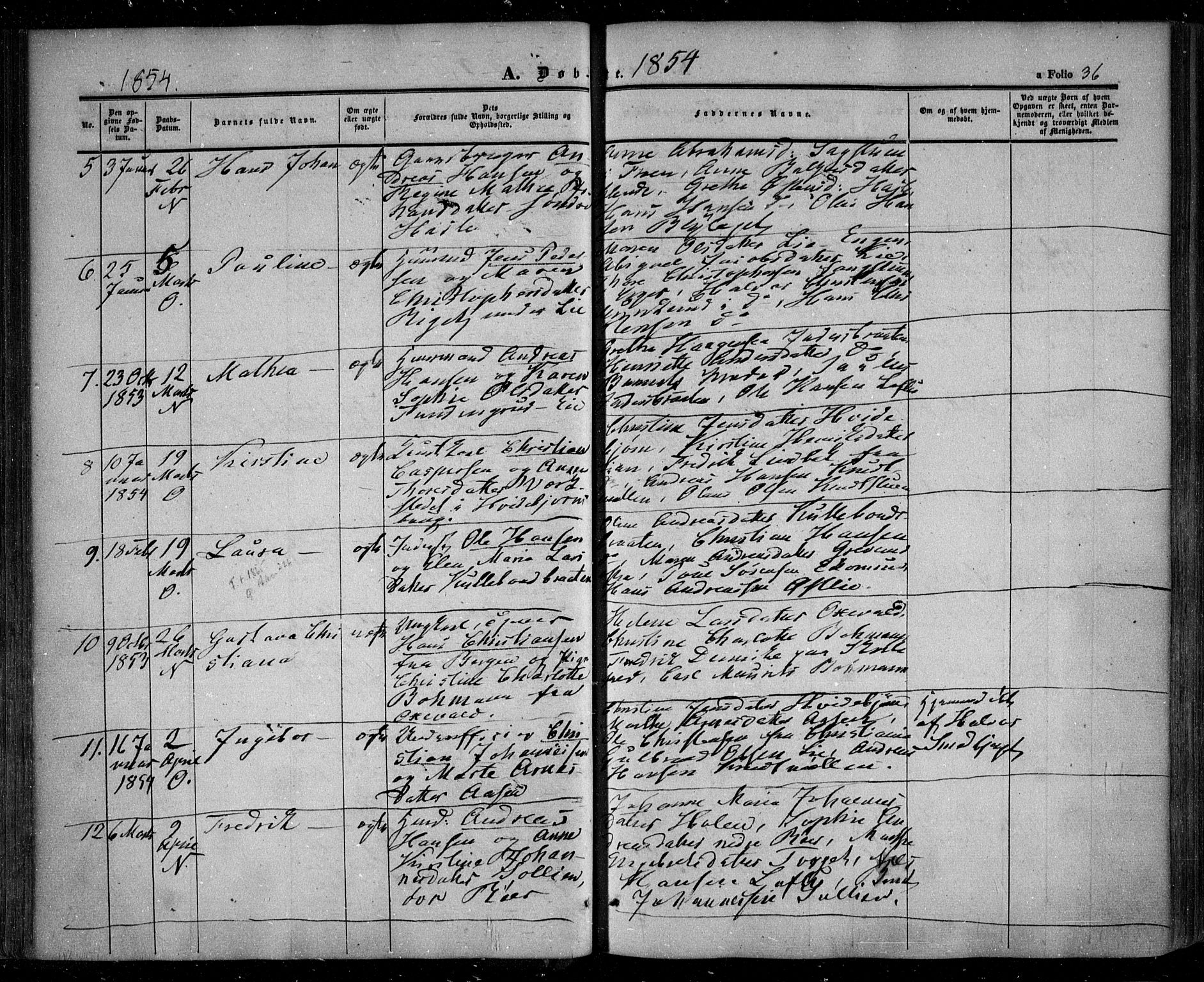 Nesodden prestekontor Kirkebøker, AV/SAO-A-10013/F/Fa/L0007: Parish register (official) no. I 7, 1848-1868, p. 36