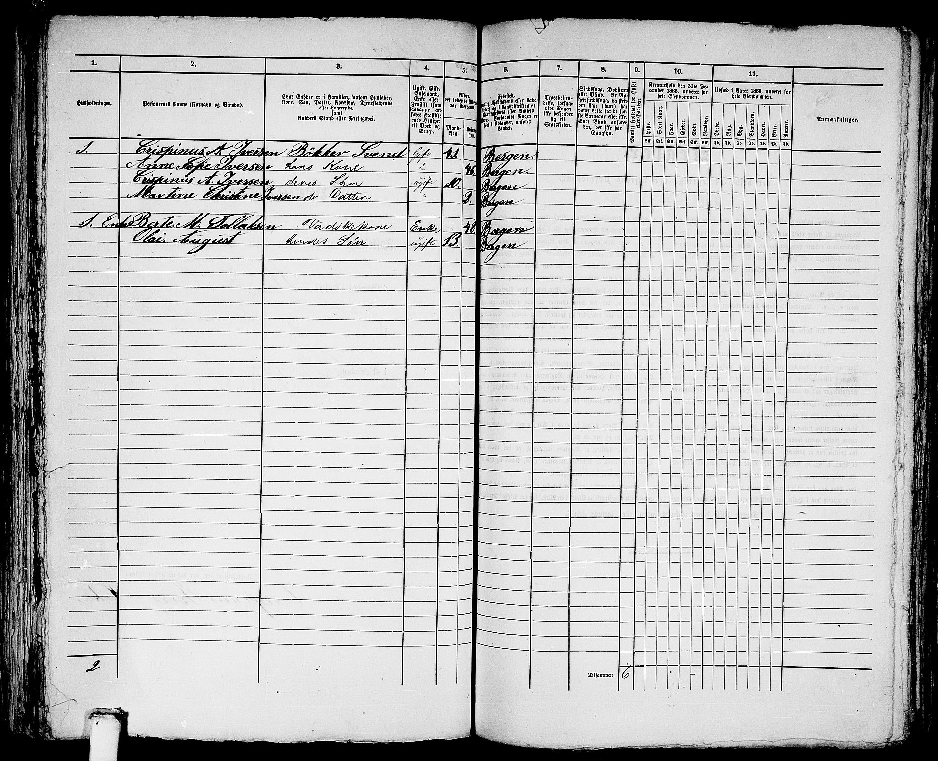 RA, 1865 census for Bergen, 1865, p. 2374