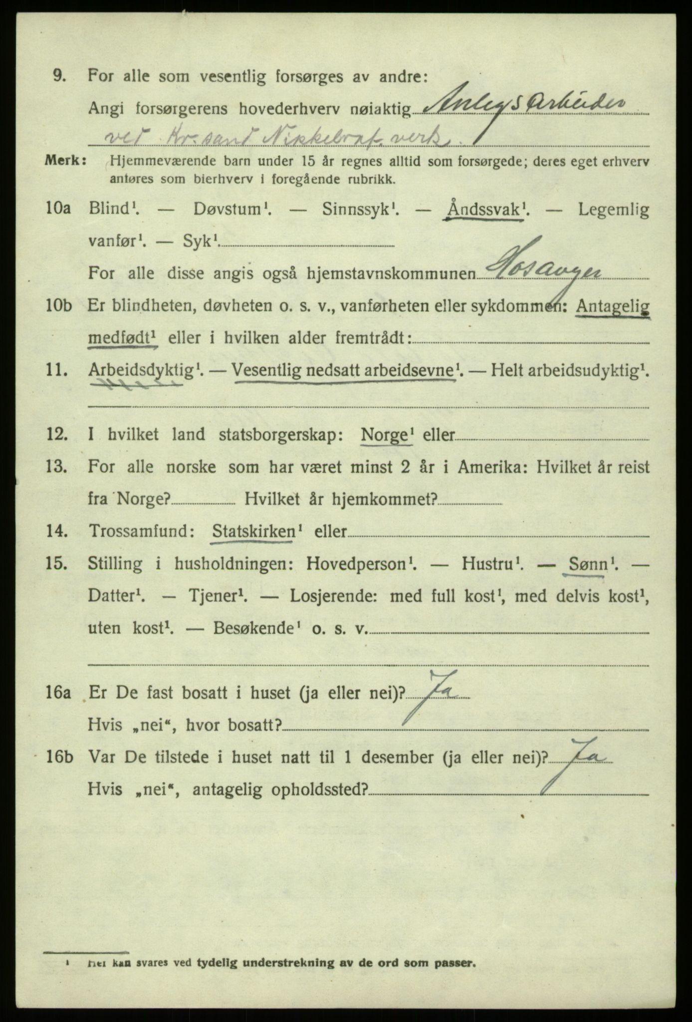 SAB, 1920 census for Hosanger, 1920, p. 2350