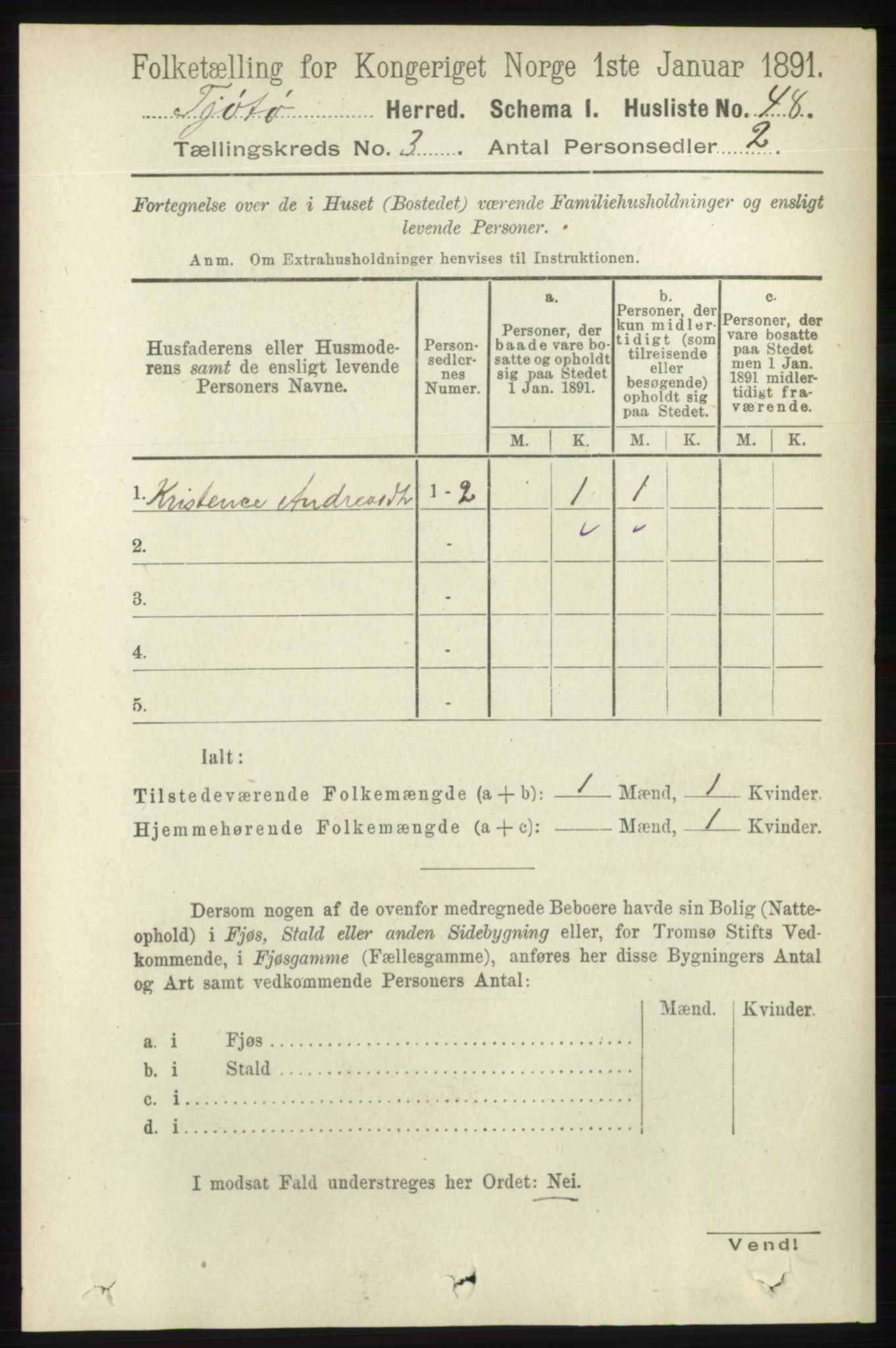 RA, 1891 census for 1817 Tjøtta, 1891, p. 1403