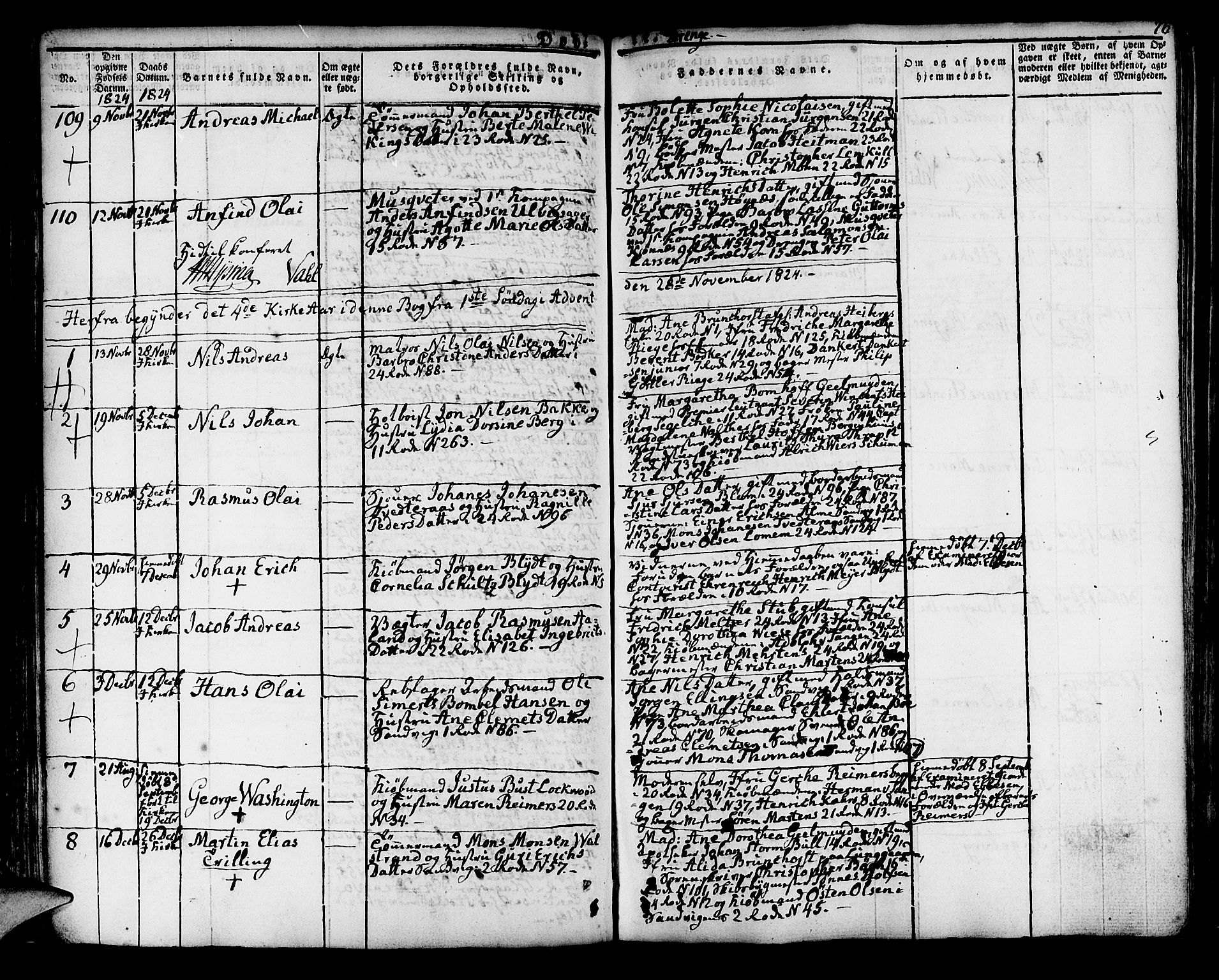 Korskirken sokneprestembete, SAB/A-76101/H/Hab: Parish register (copy) no. A 3, 1821-1831, p. 76